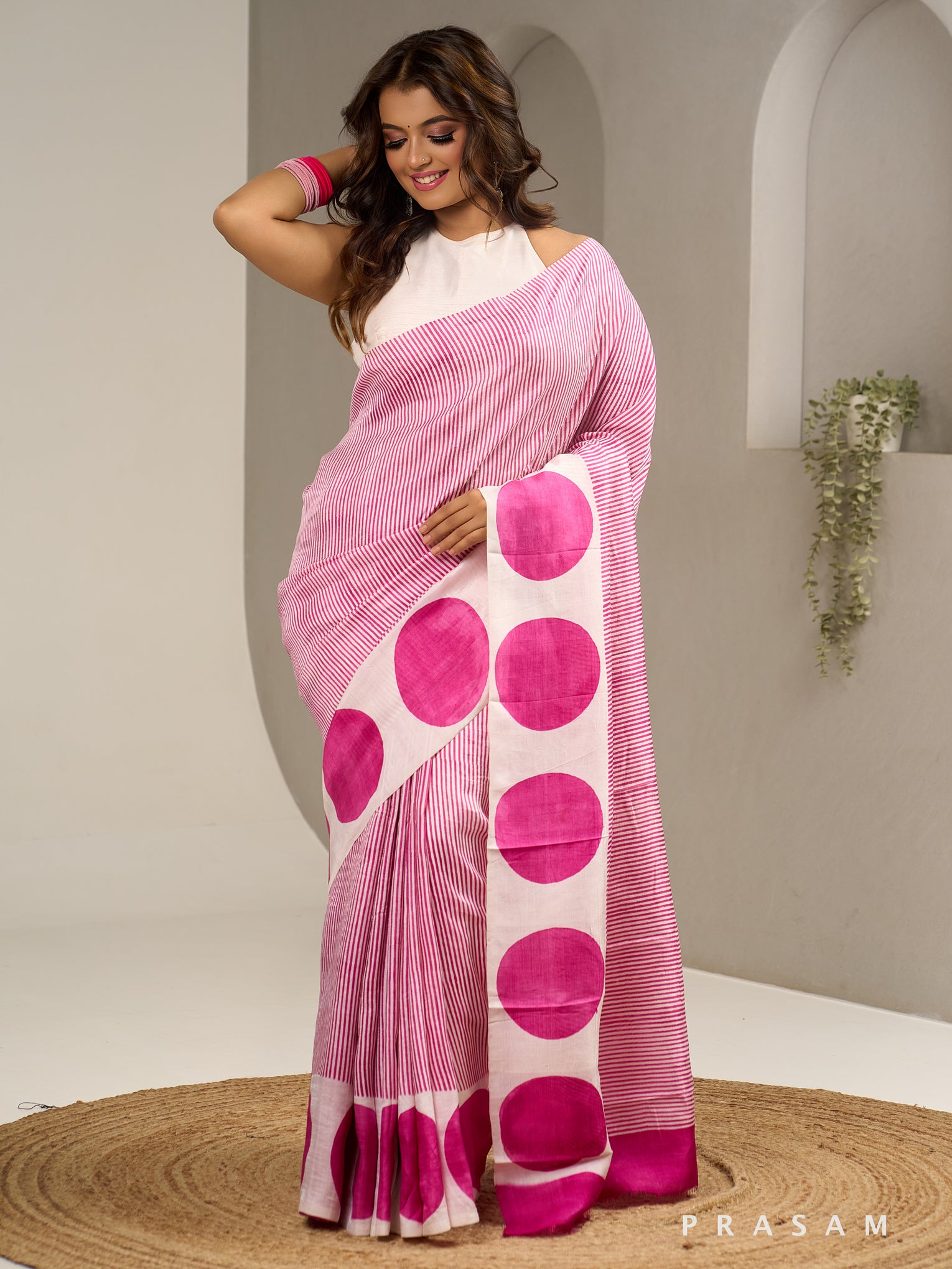 Playful Polka Hand Painted Pure Silk Saree