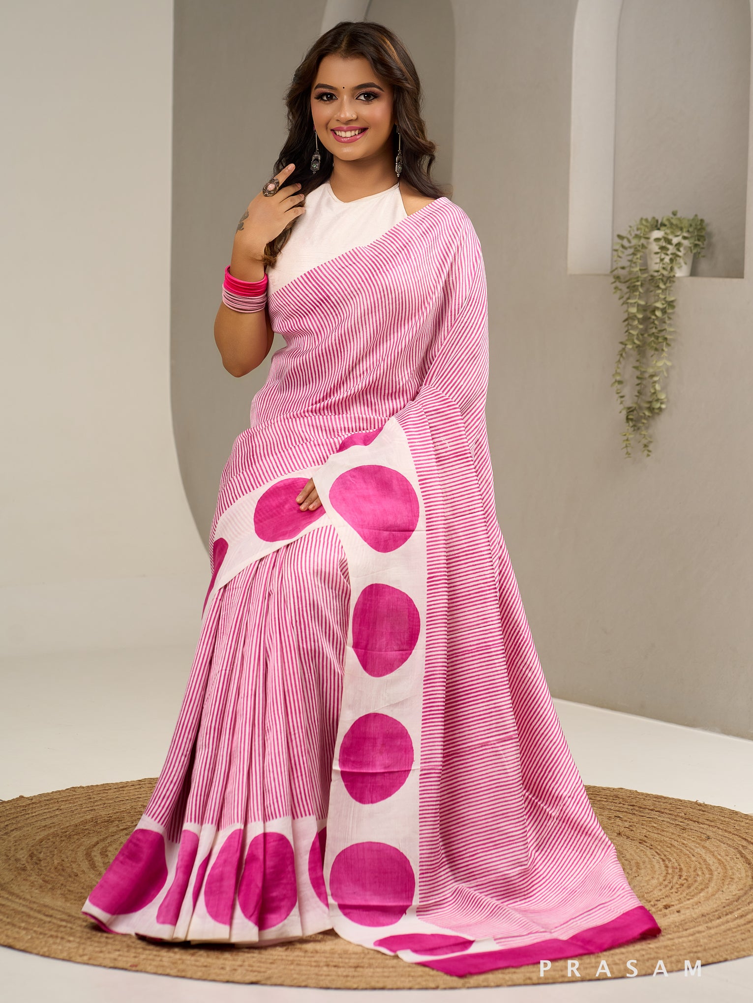 Playful Polka Hand Painted Pure Silk Saree
