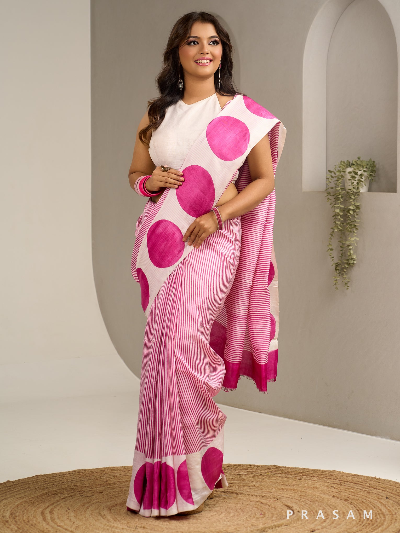 Playful Polka Hand Painted Pure Silk Saree