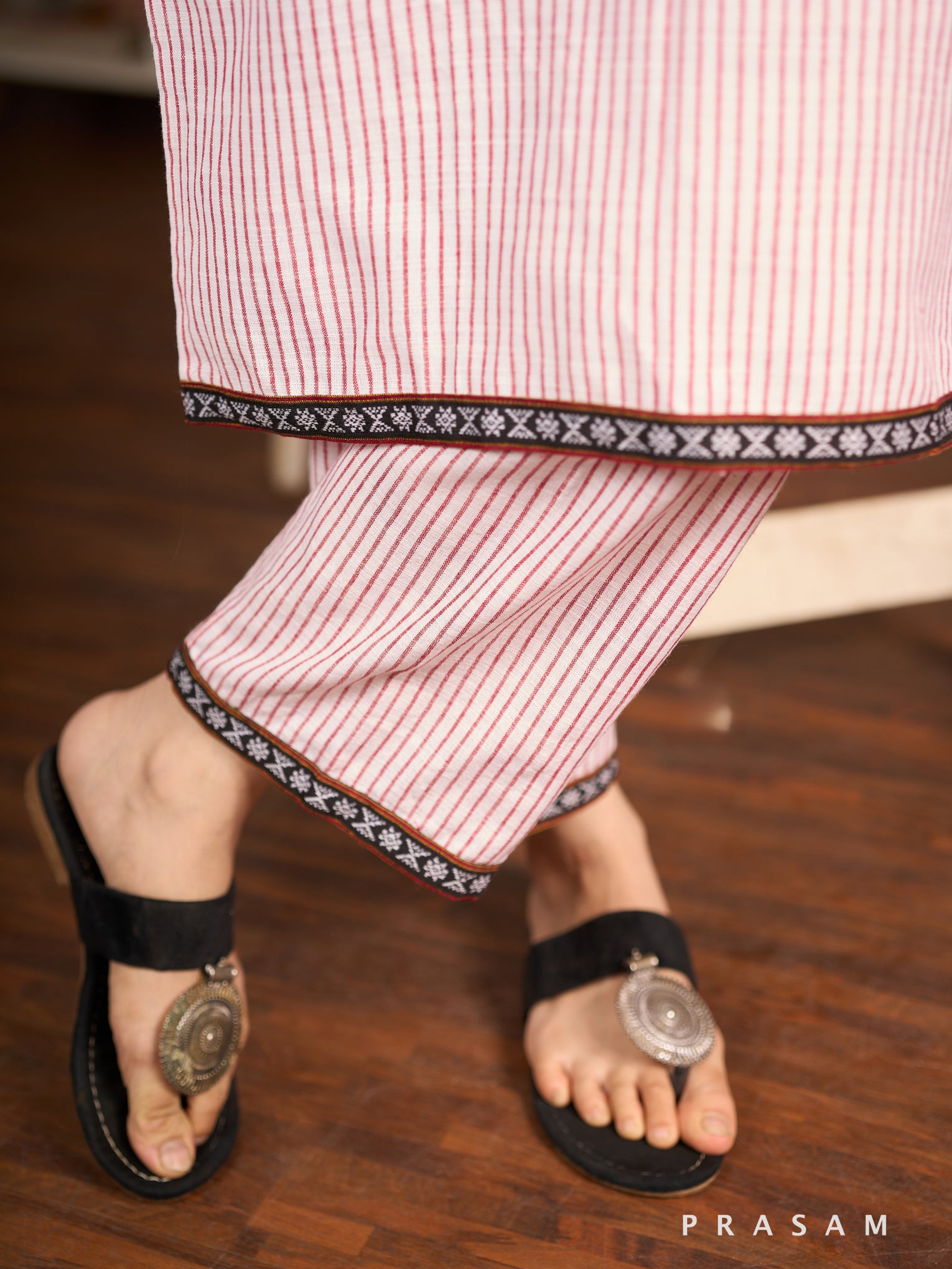 Pinstripe Charm Cotton Kurta Set