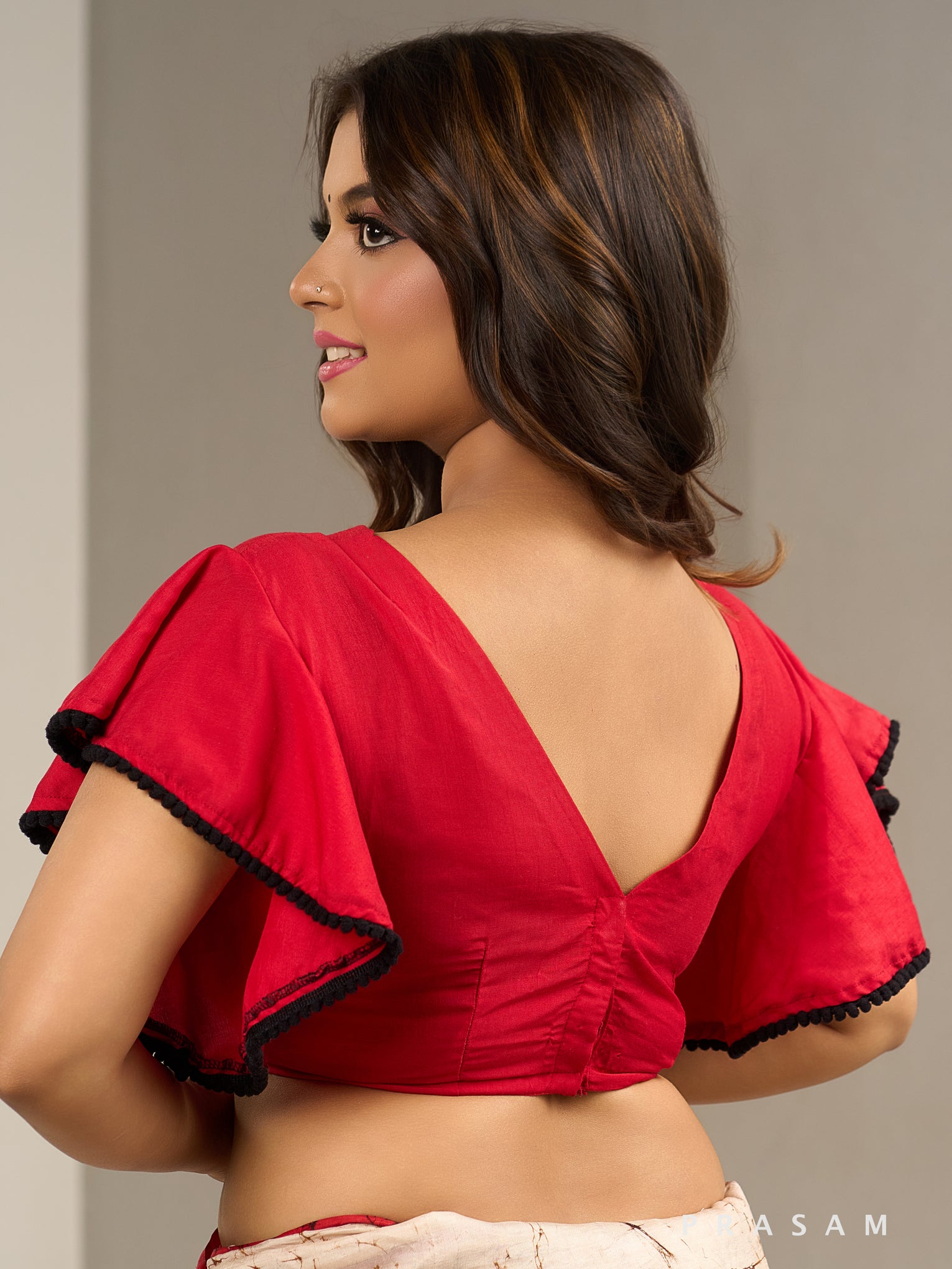 Ruffle Rouge Muslin Blouse