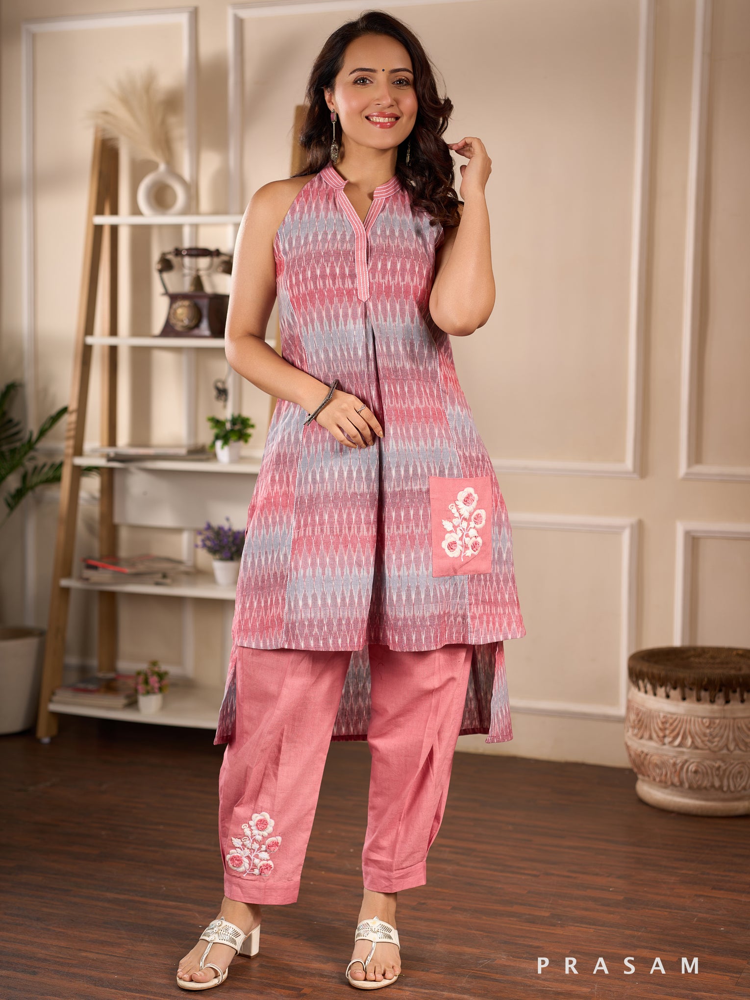 Ethereal Roselle Ikat Kurta Set