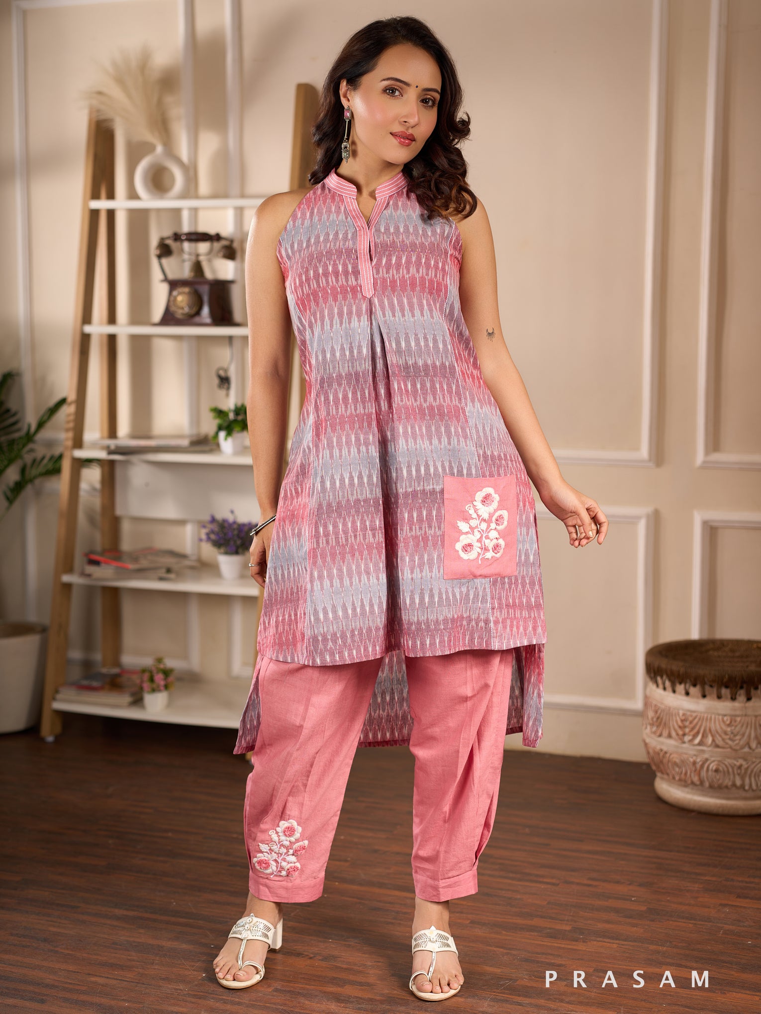 Ethereal Roselle Ikat Kurta Set