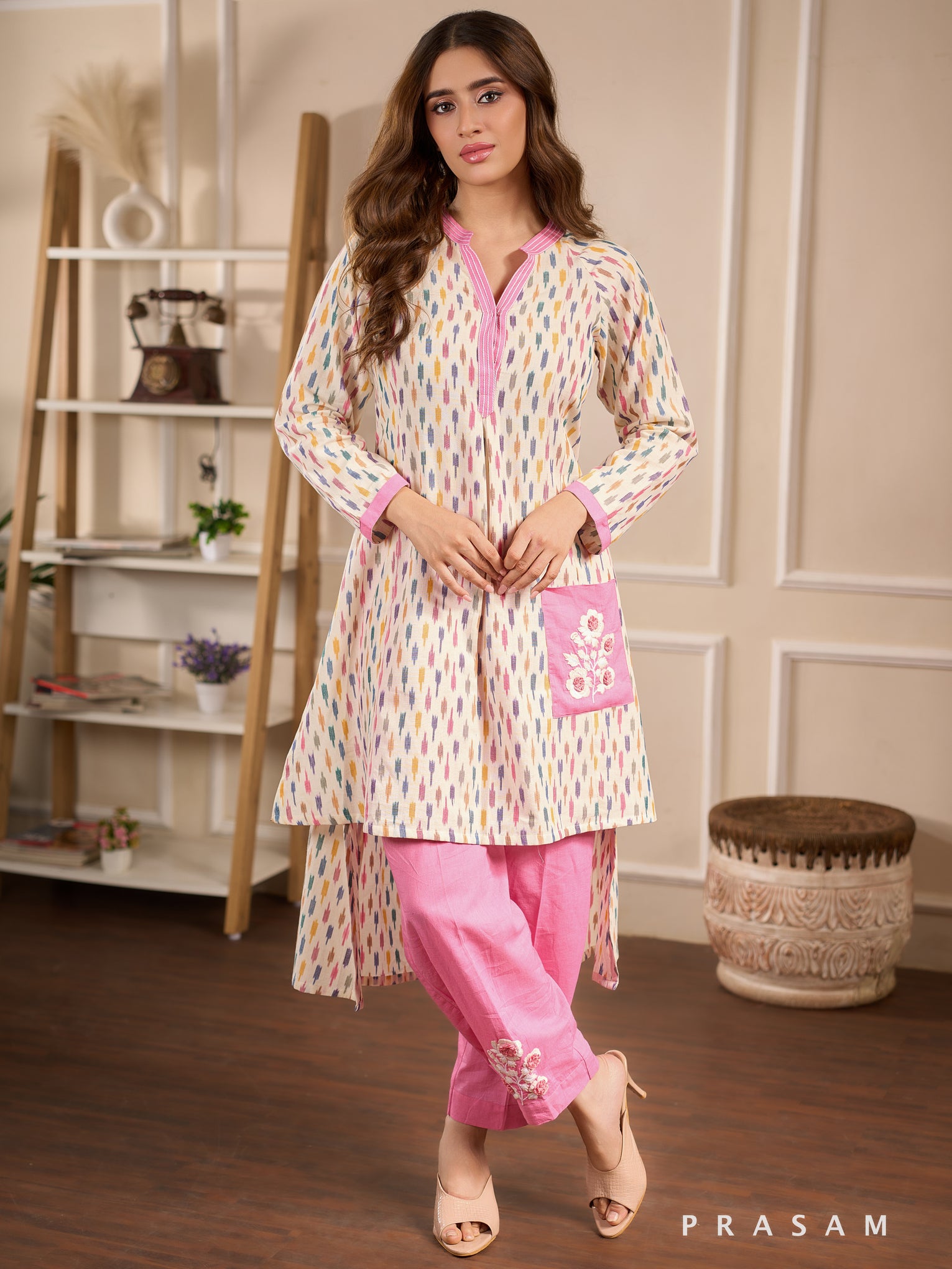 Abstract Opal Ikat Kurta Set