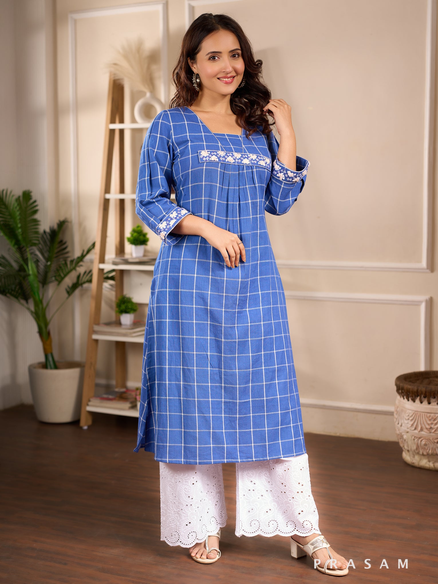 Coastal Sapphire Cotton Kurti