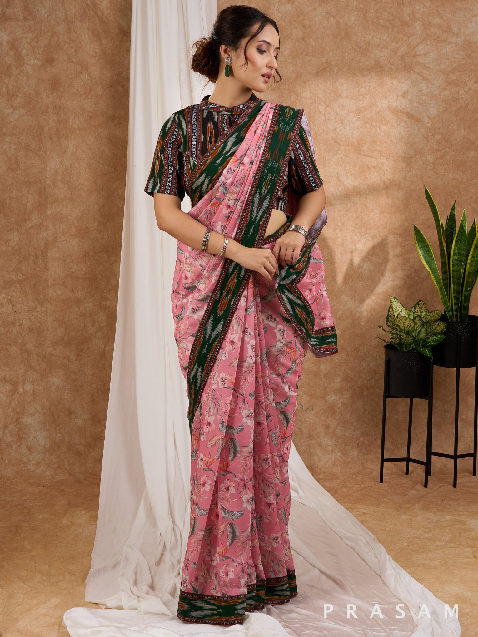 Bagh - Chanderi Saree with Ikat Border