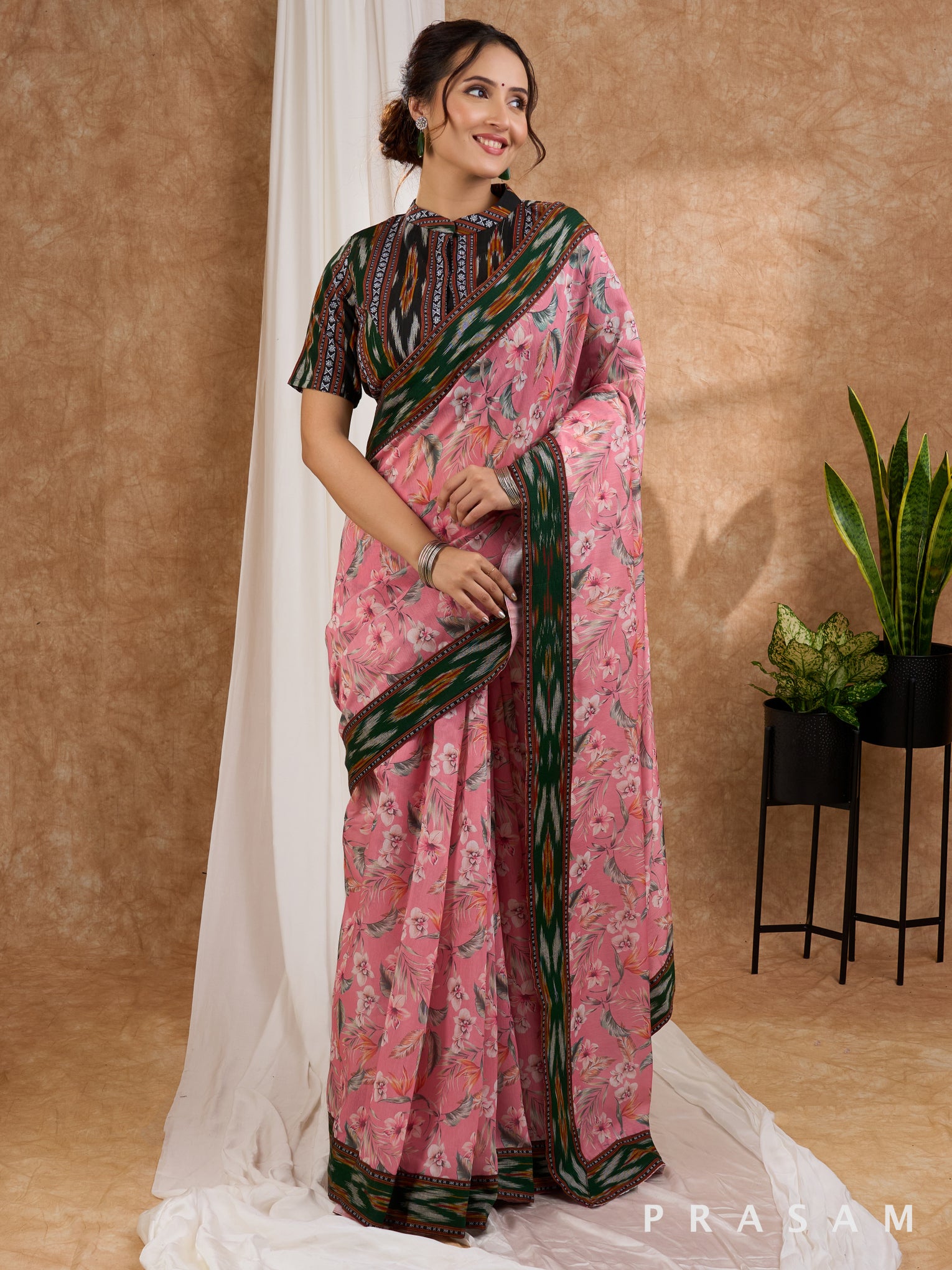 Bagh - Chanderi Saree with Ikat Border