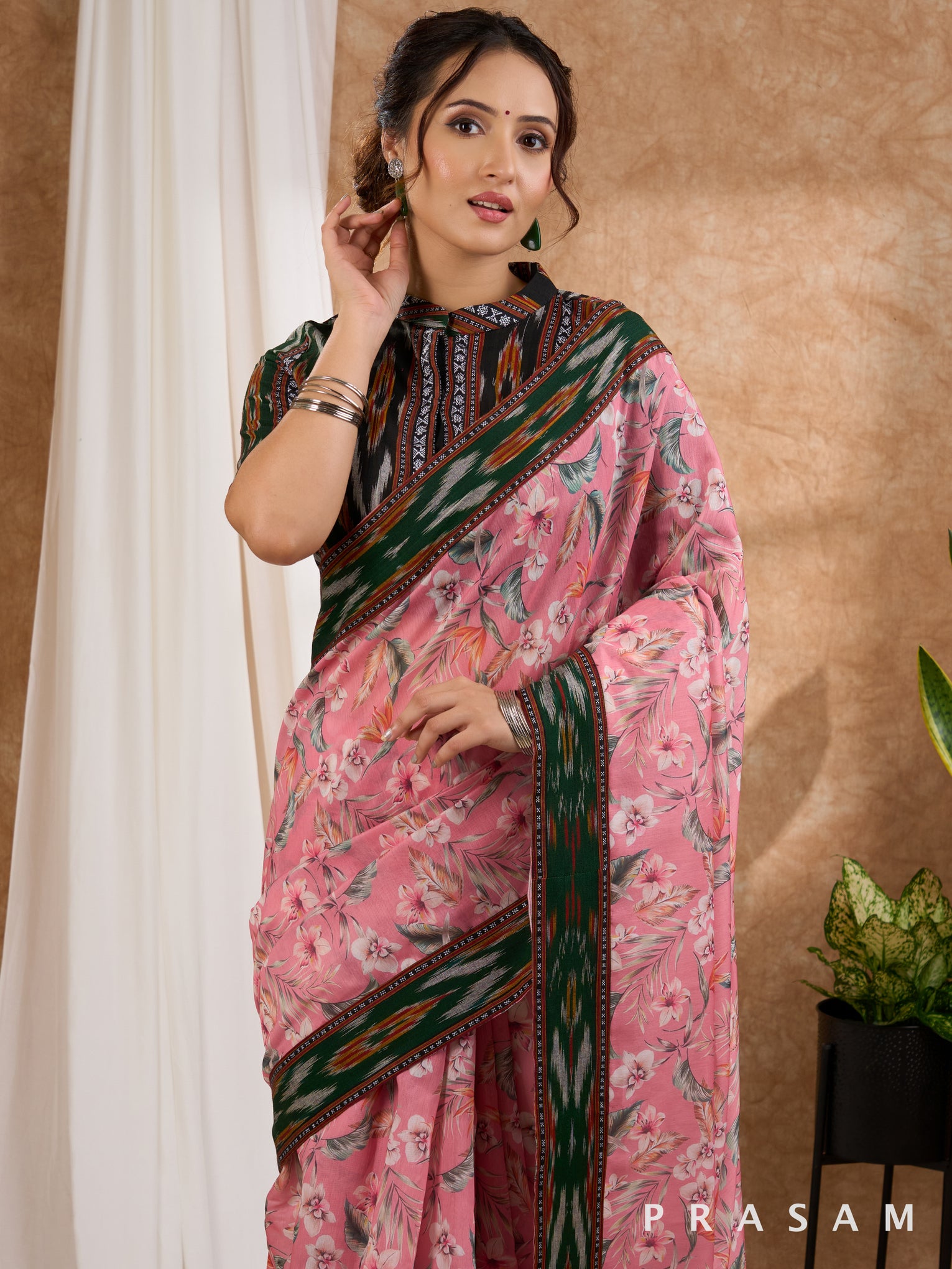 Bagh - Chanderi Saree with Ikat Border