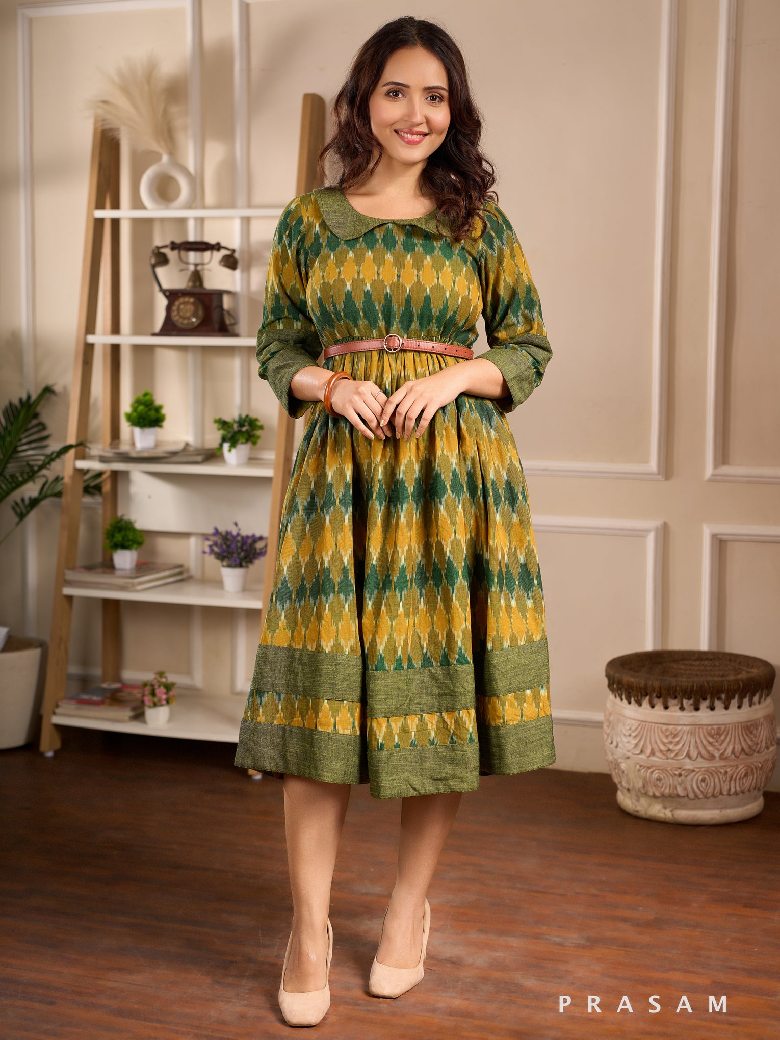 Citrine Meadow Ikat Dress