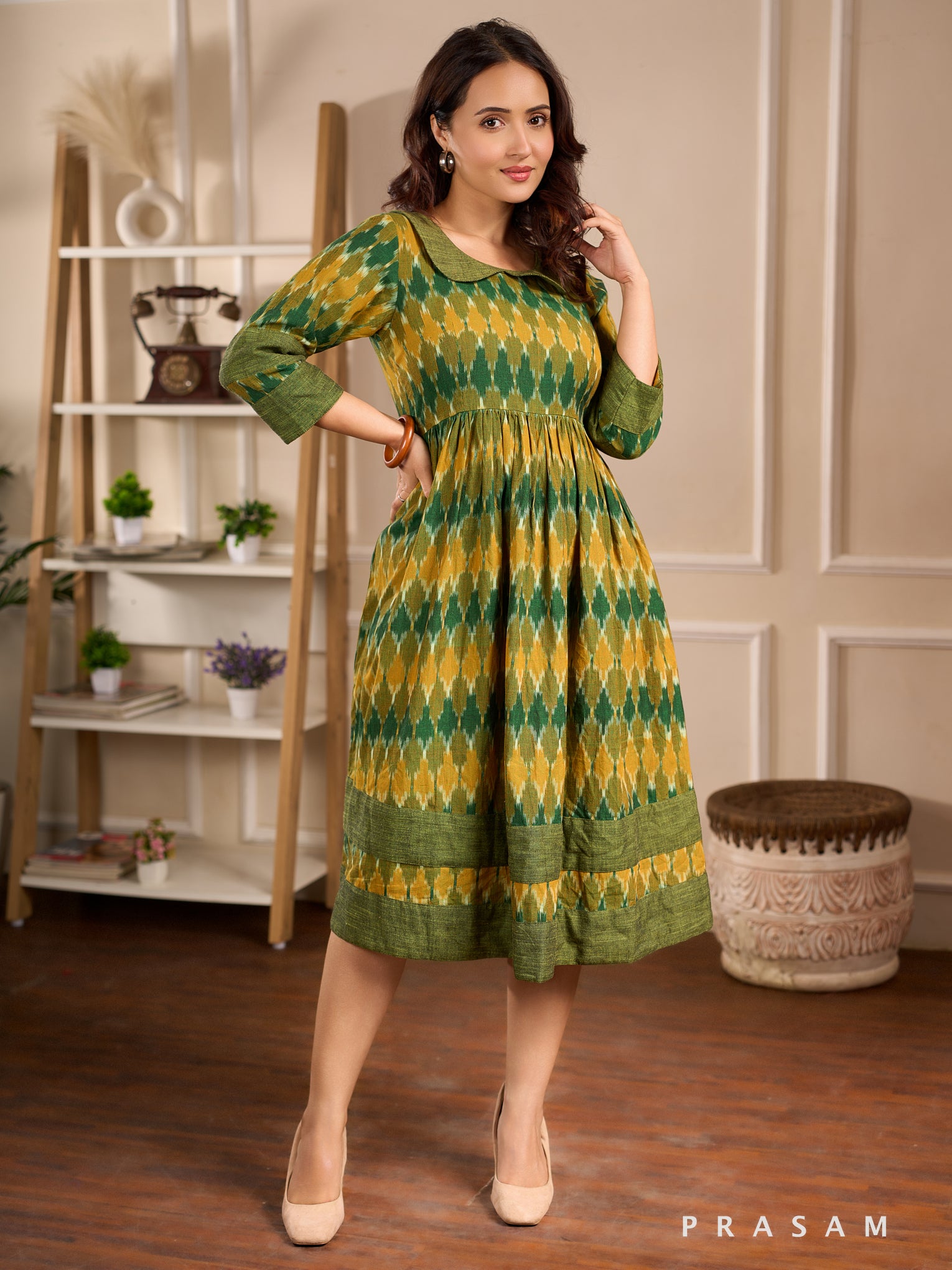 Citrine Meadow Ikat Dress