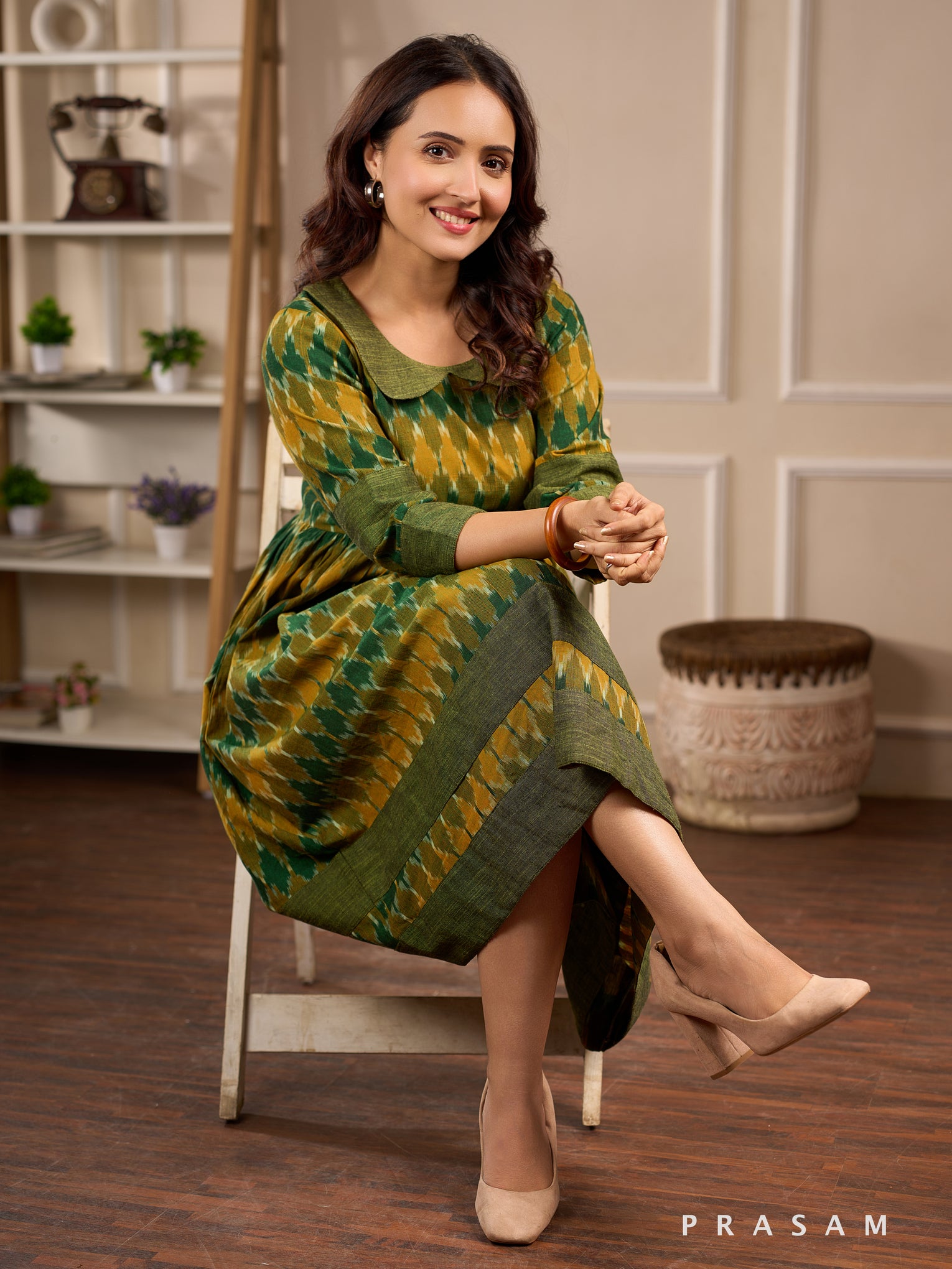 Citrine Meadow Ikat Dress