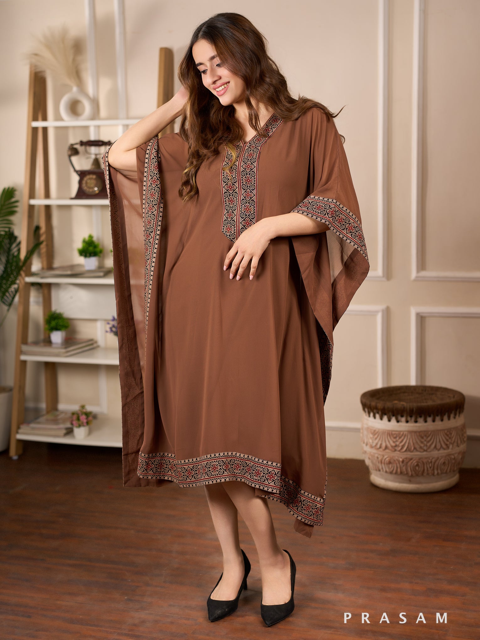 Cinnamon Empress Georgette Kaftan
