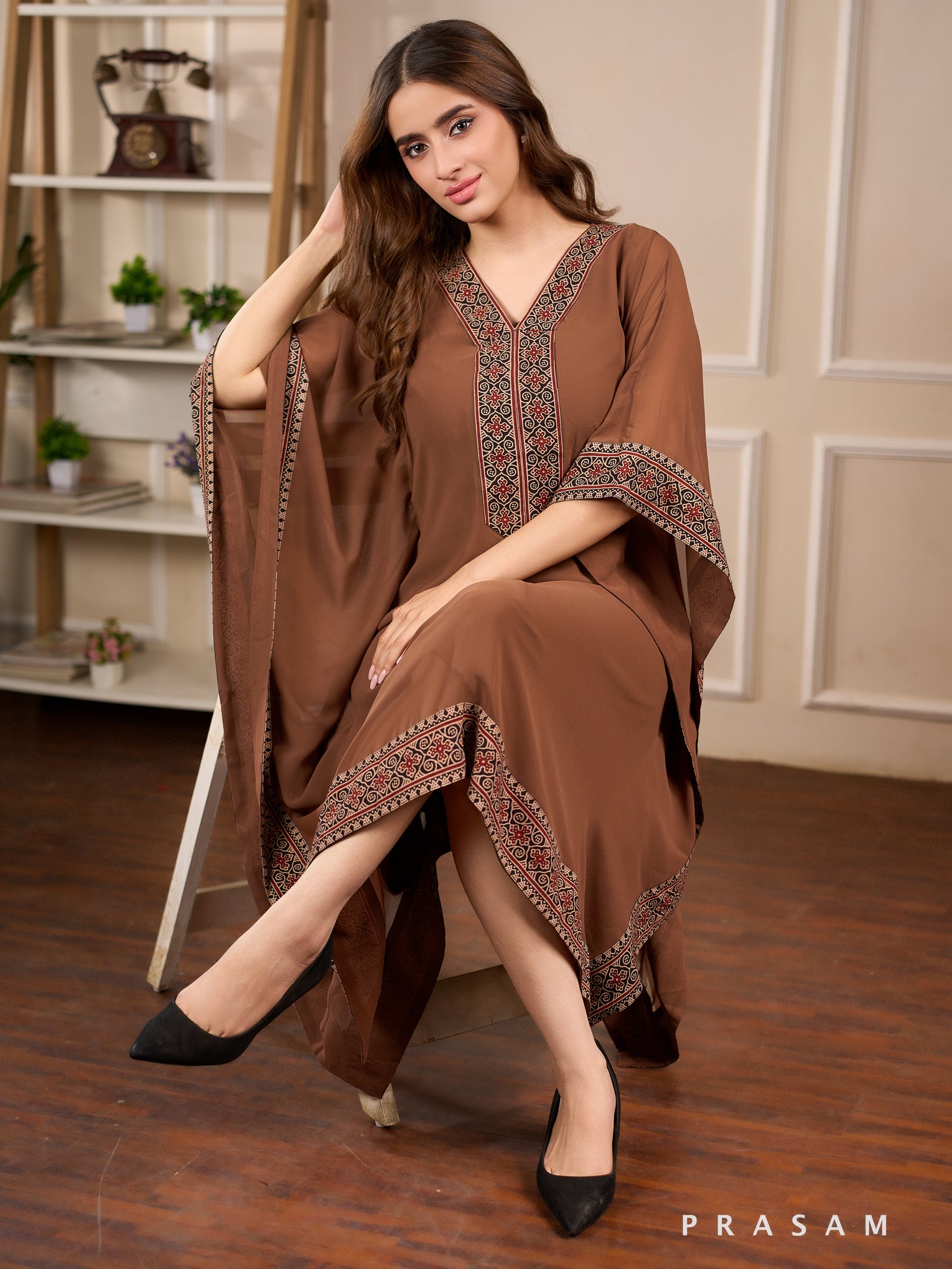 Cinnamon Empress Georgette Kaftan