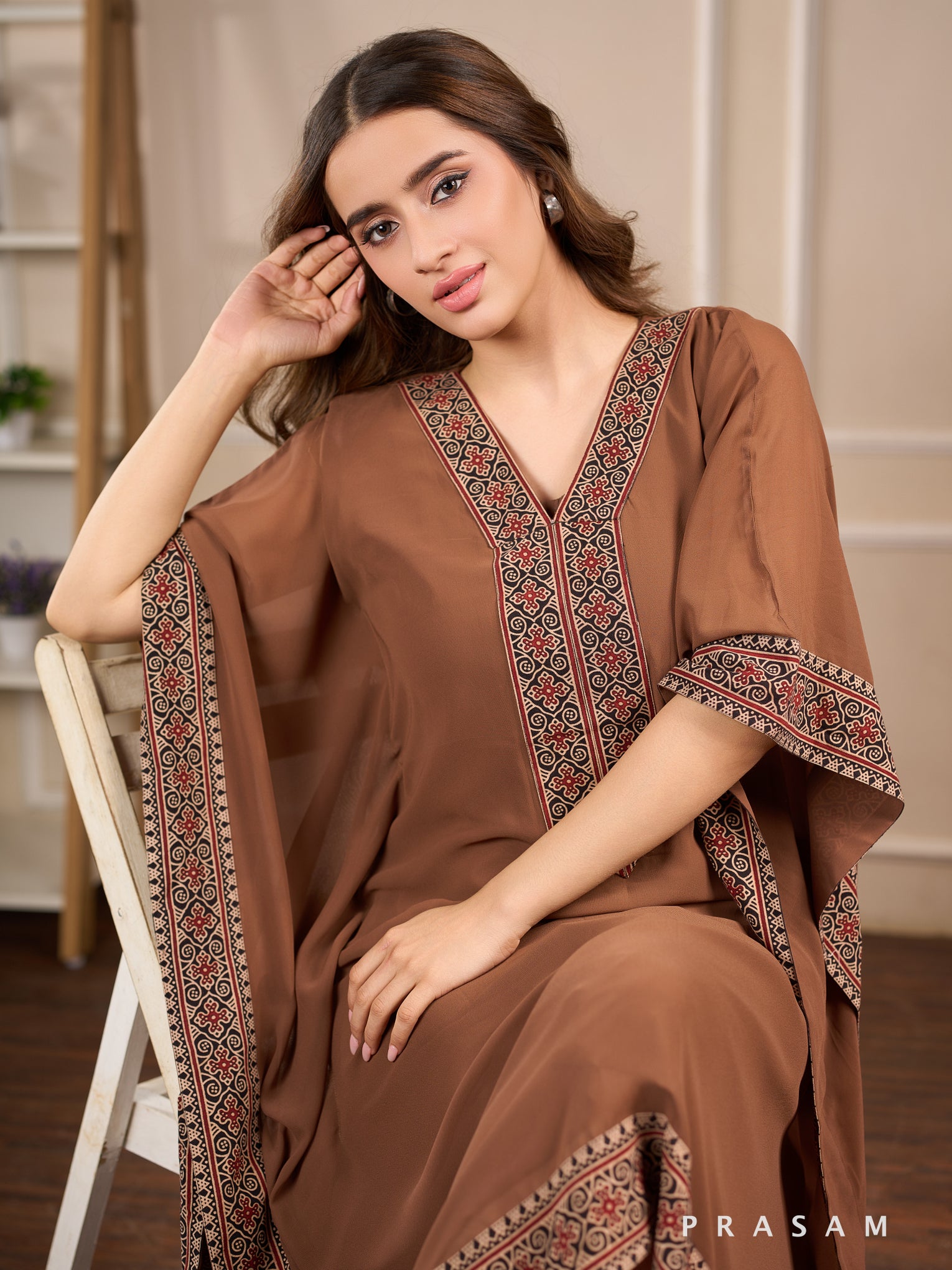Cinnamon Empress Georgette Kaftan