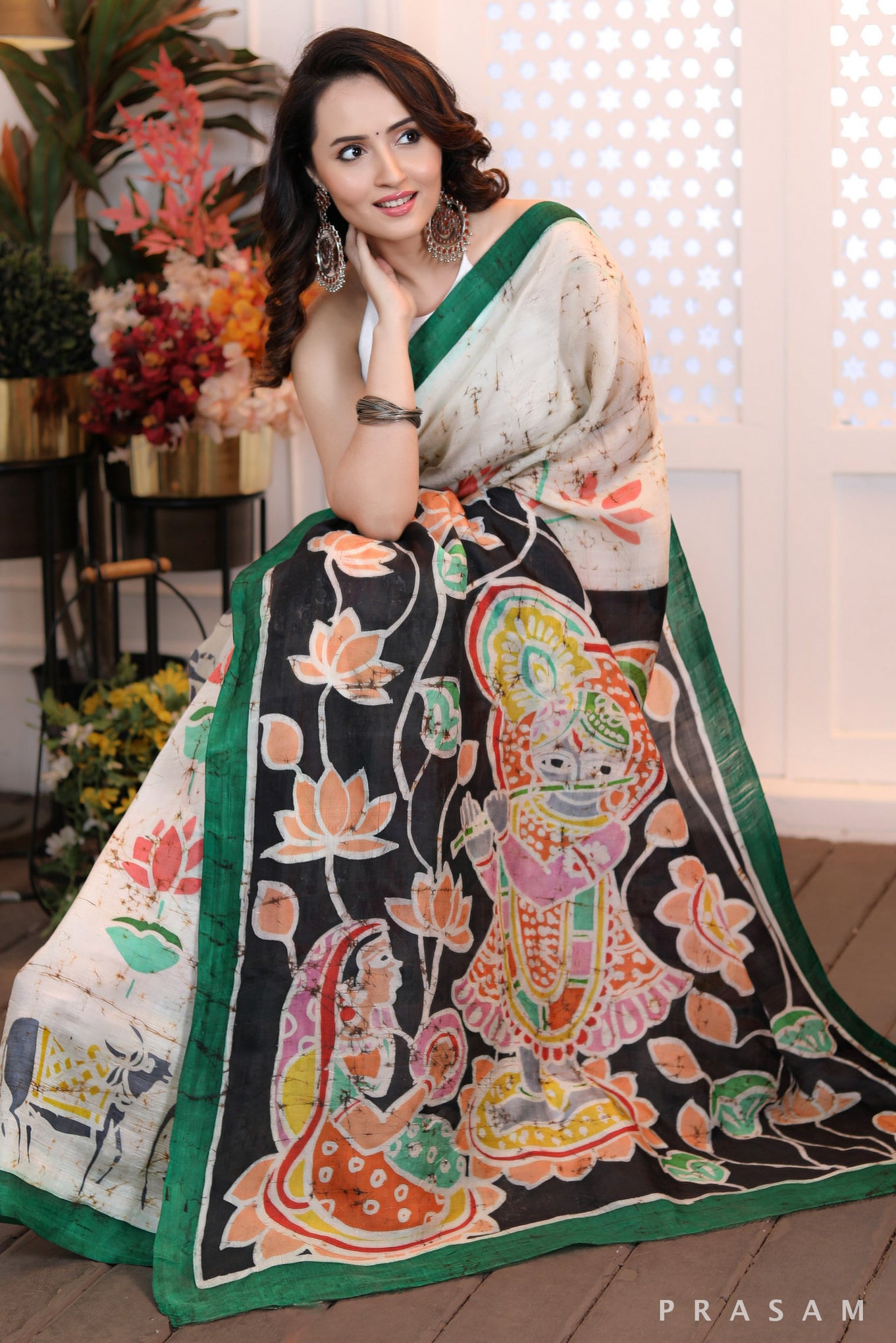 Effortless Glamour Contemporary ethnic batik handpainted saree