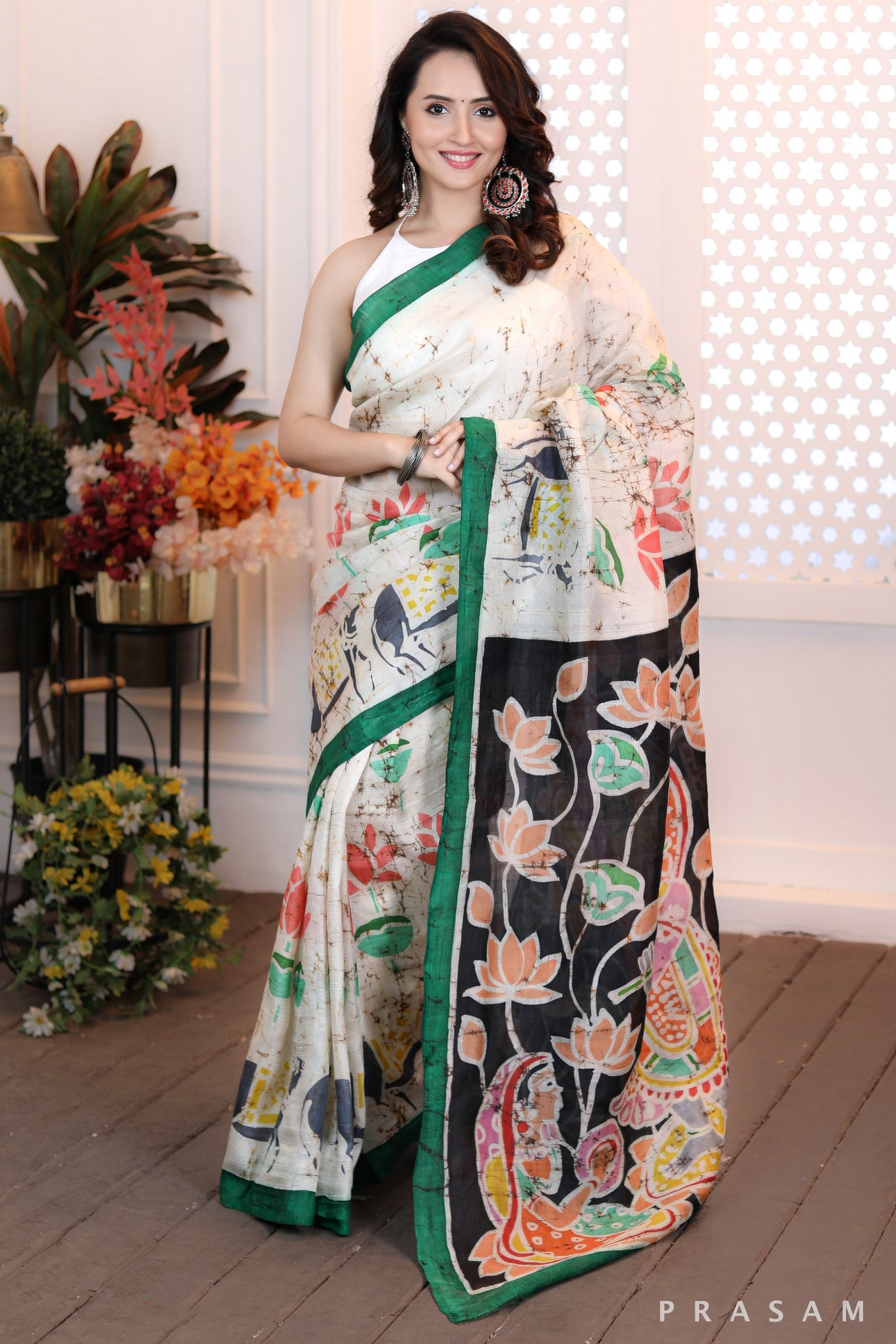Effortless Glamour Contemporary ethnic batik handpainted saree