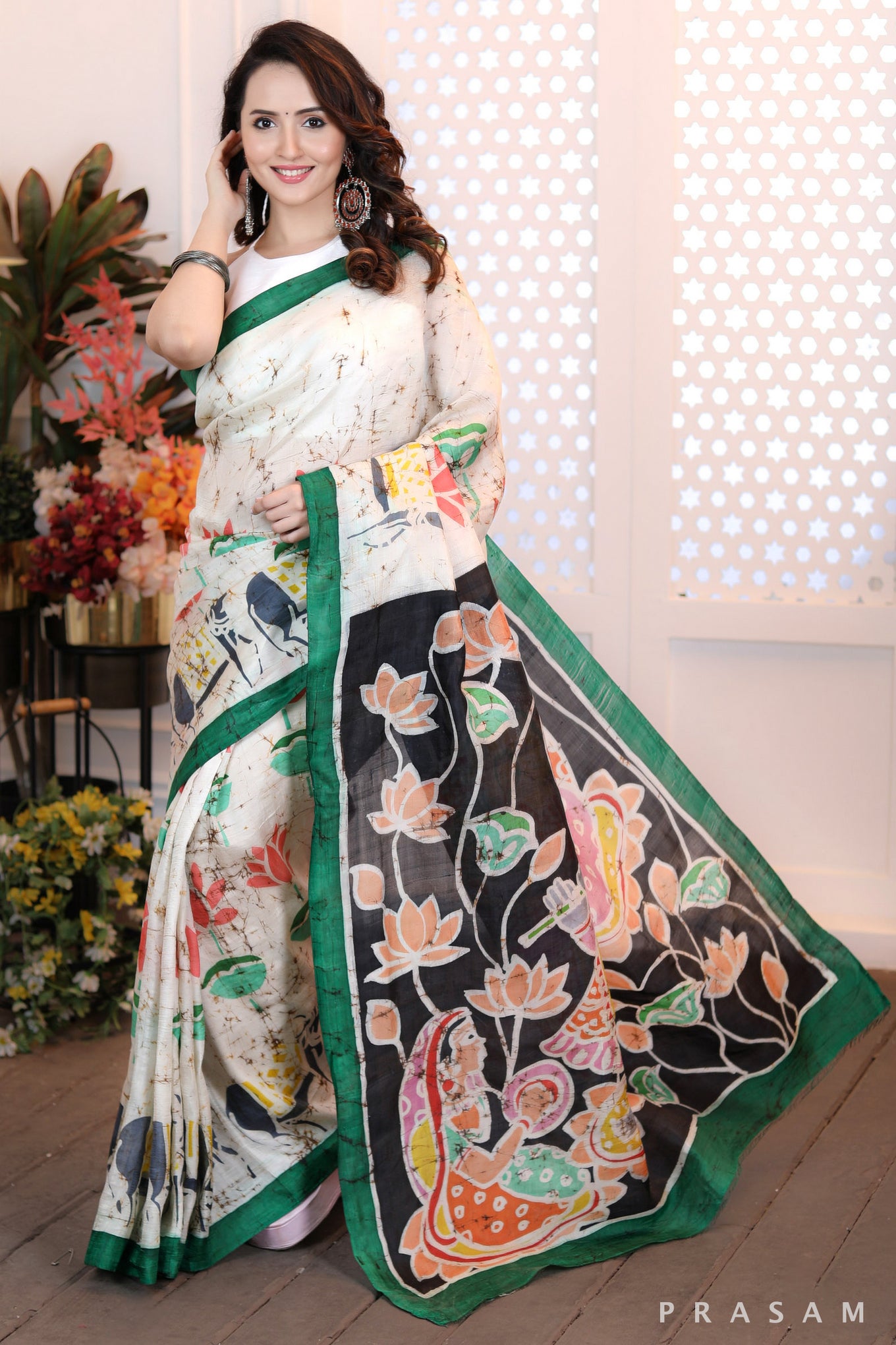 Effortless Glamour Contemporary ethnic batik handpainted saree