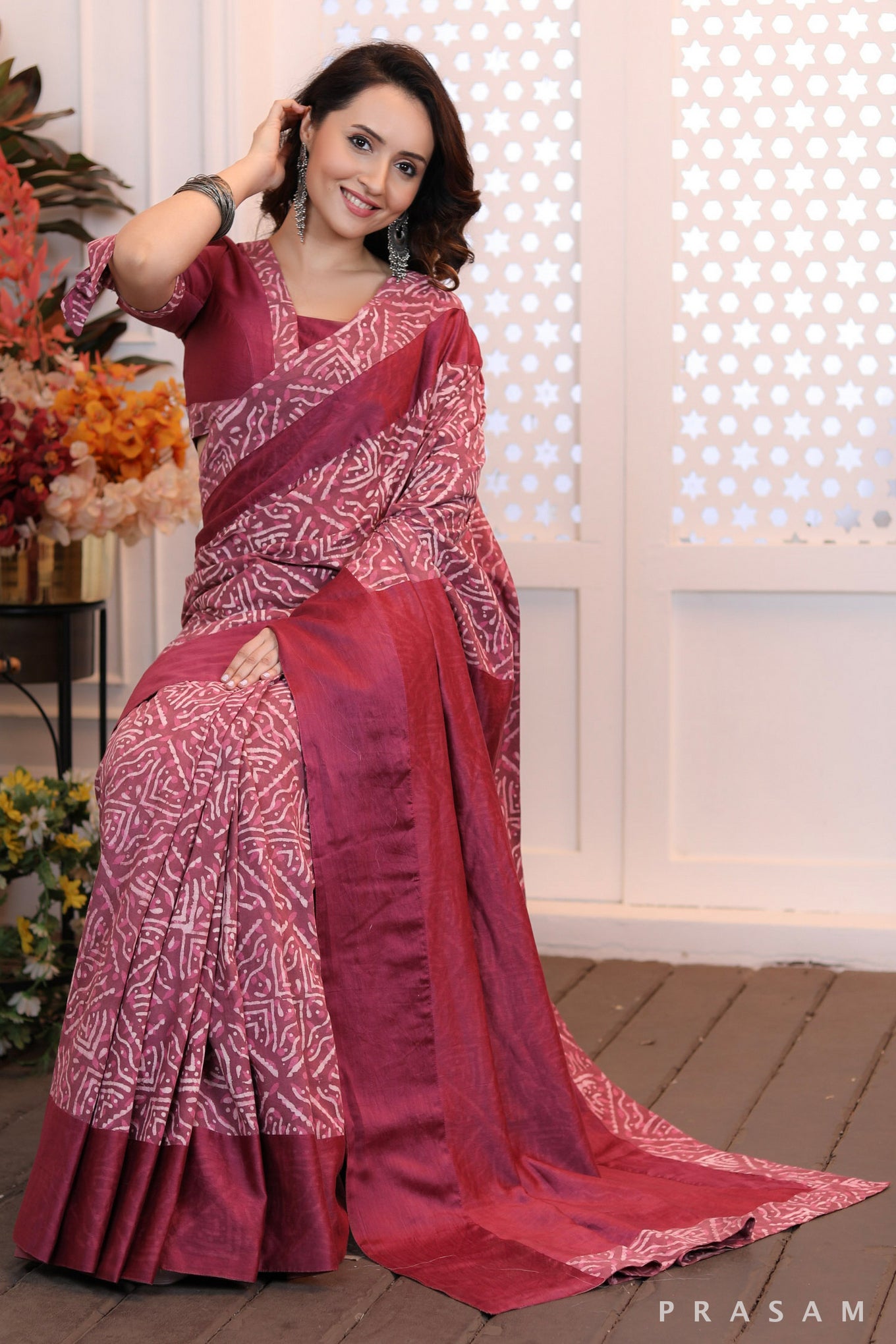 Radiant Rose Classy ethnic bagru printed saree