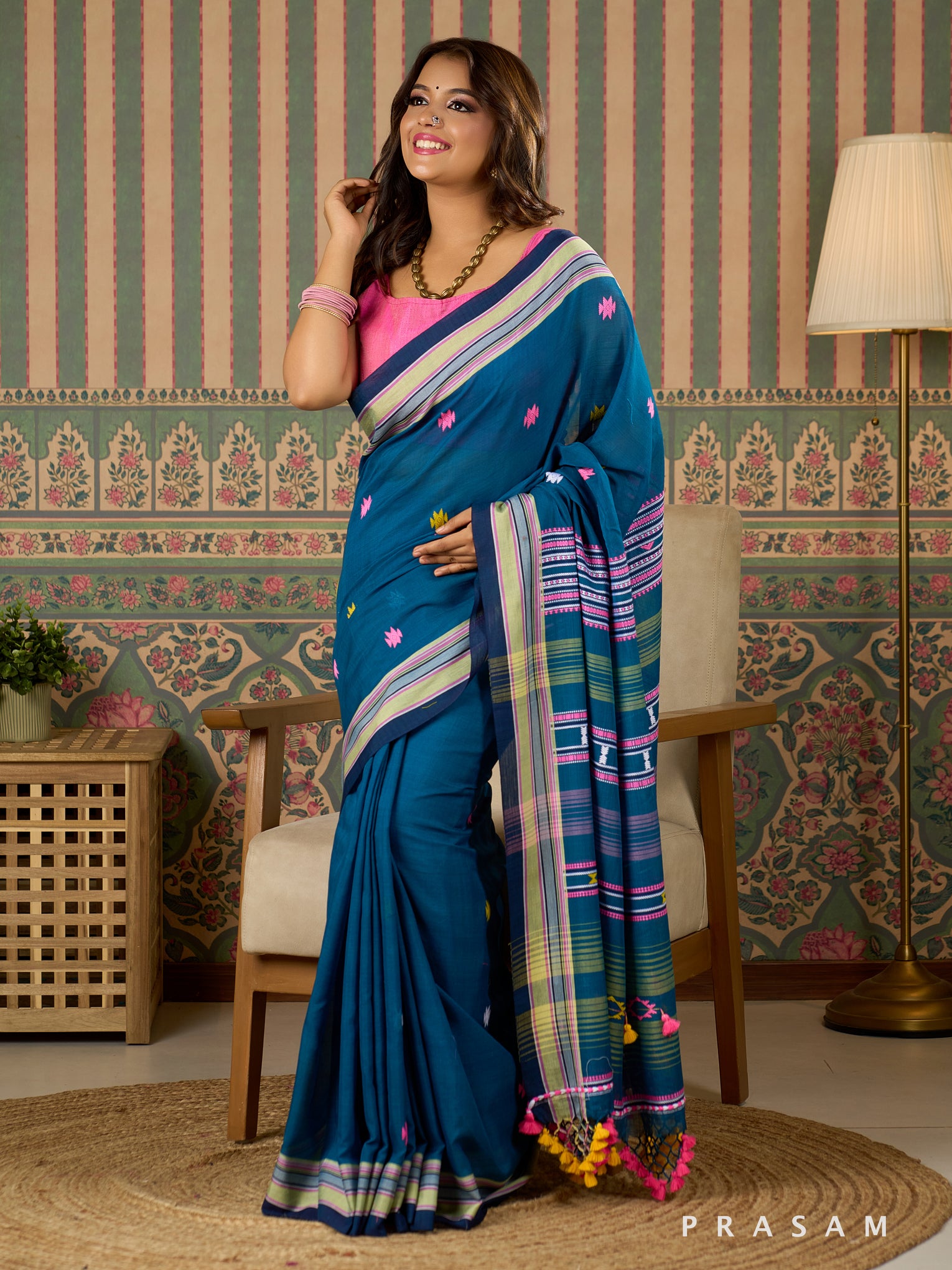 Teal Tales Handwoven Cotton Saree