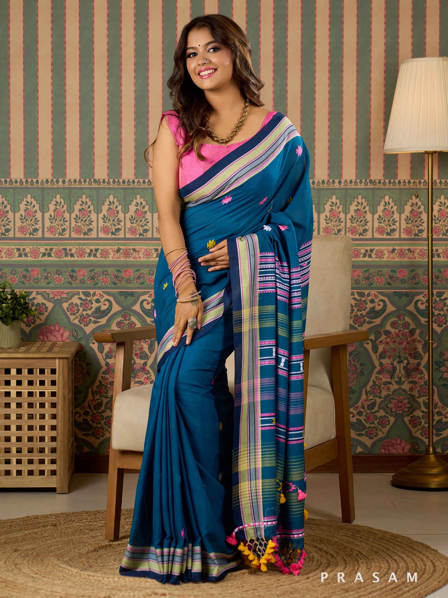 Teal Tales Handwoven Cotton Saree
