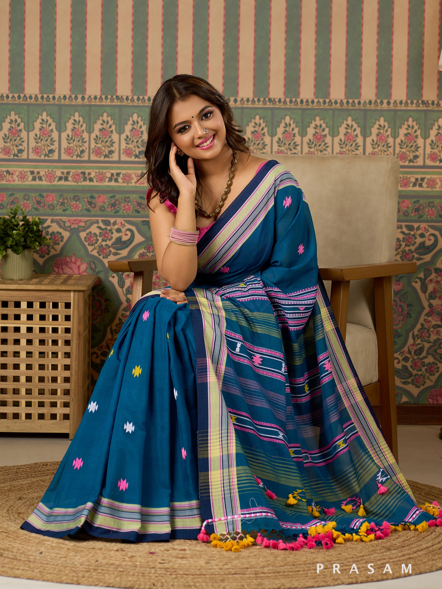 Teal Tales Handwoven Cotton Saree