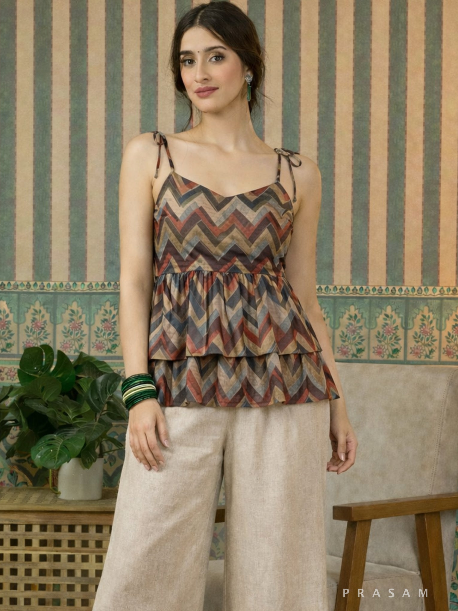 Chevron Breeze Chanderi Camisole Top