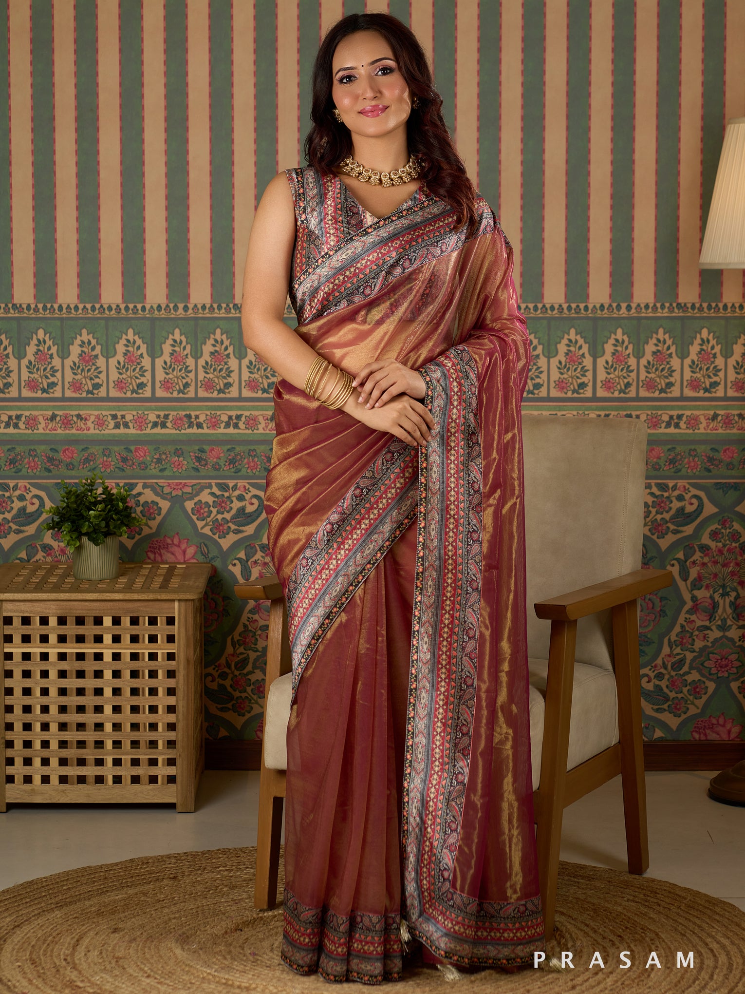 Silken Mirage Dual Tone Tissue Saree.