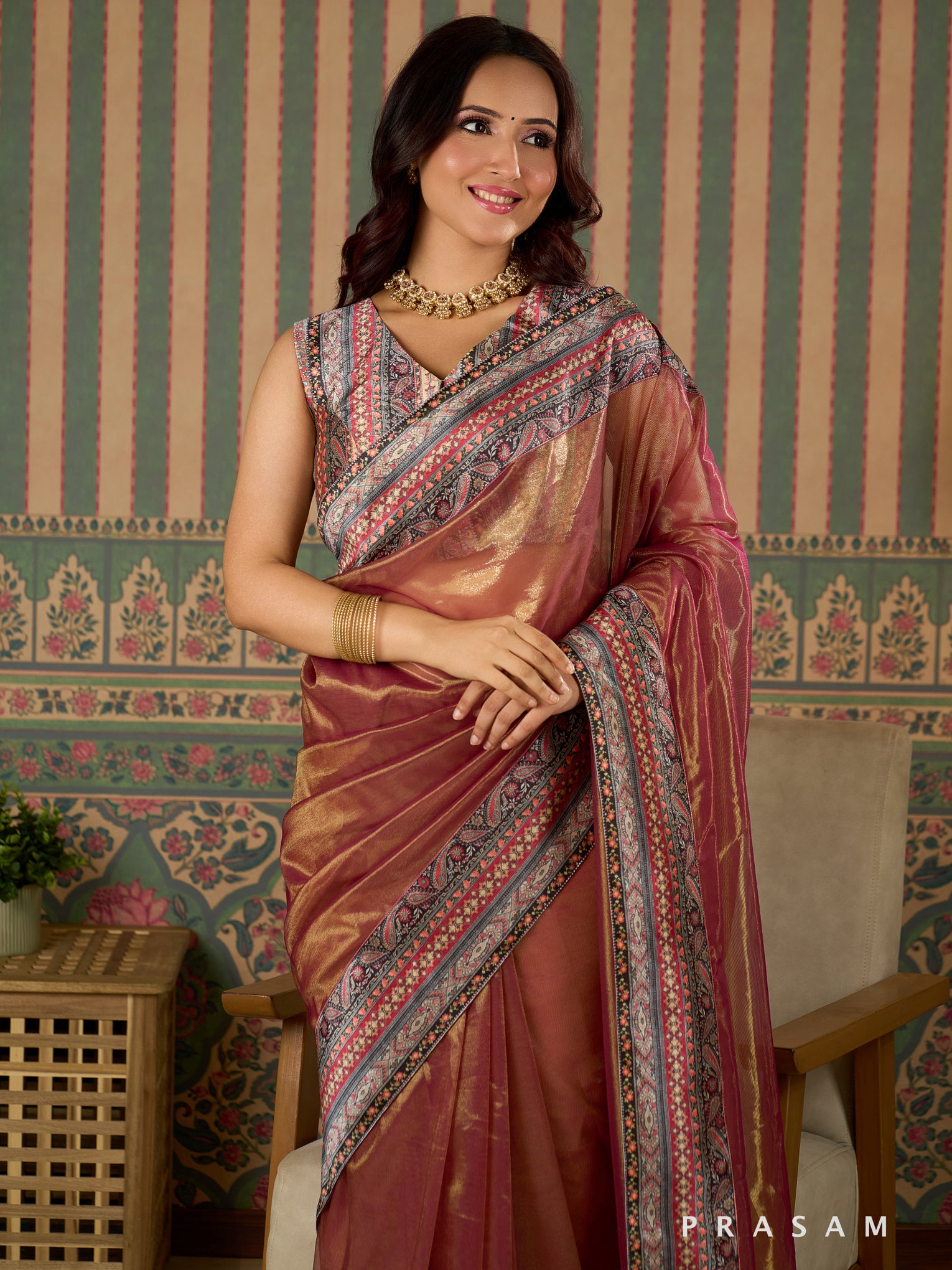 Silken Mirage Dual Tone Tissue Saree.