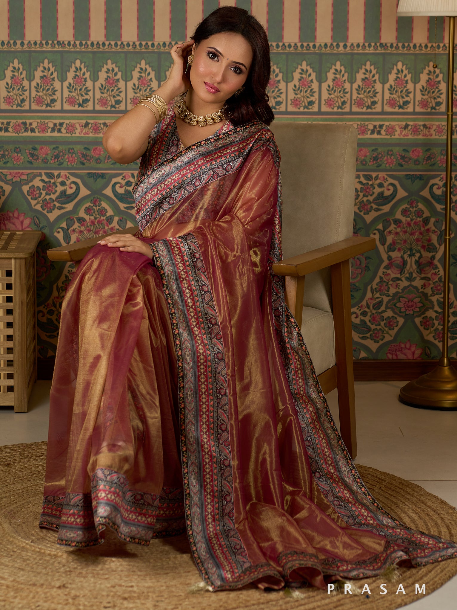 Silken Mirage Dual Tone Tissue Saree.