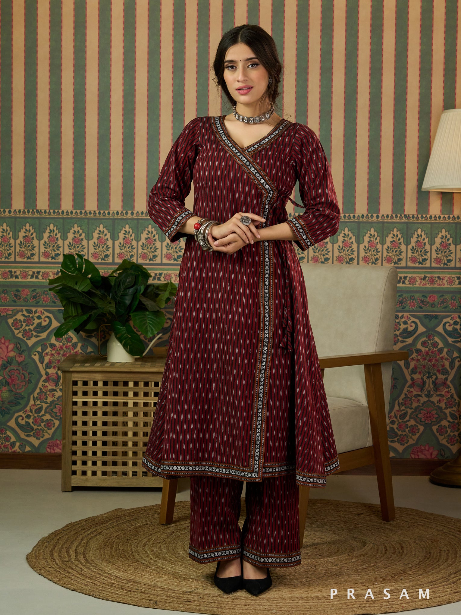 Samaira Ikat Wrap-Style Kurta Set