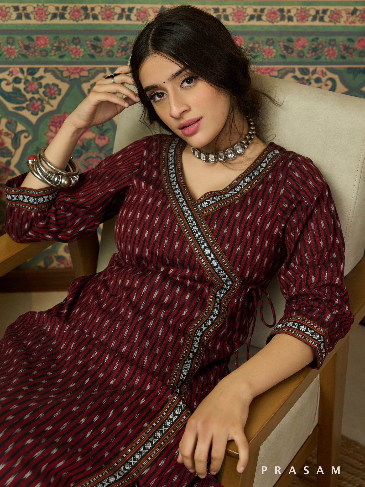 Samaira Ikat Wrap-Style Kurta Set