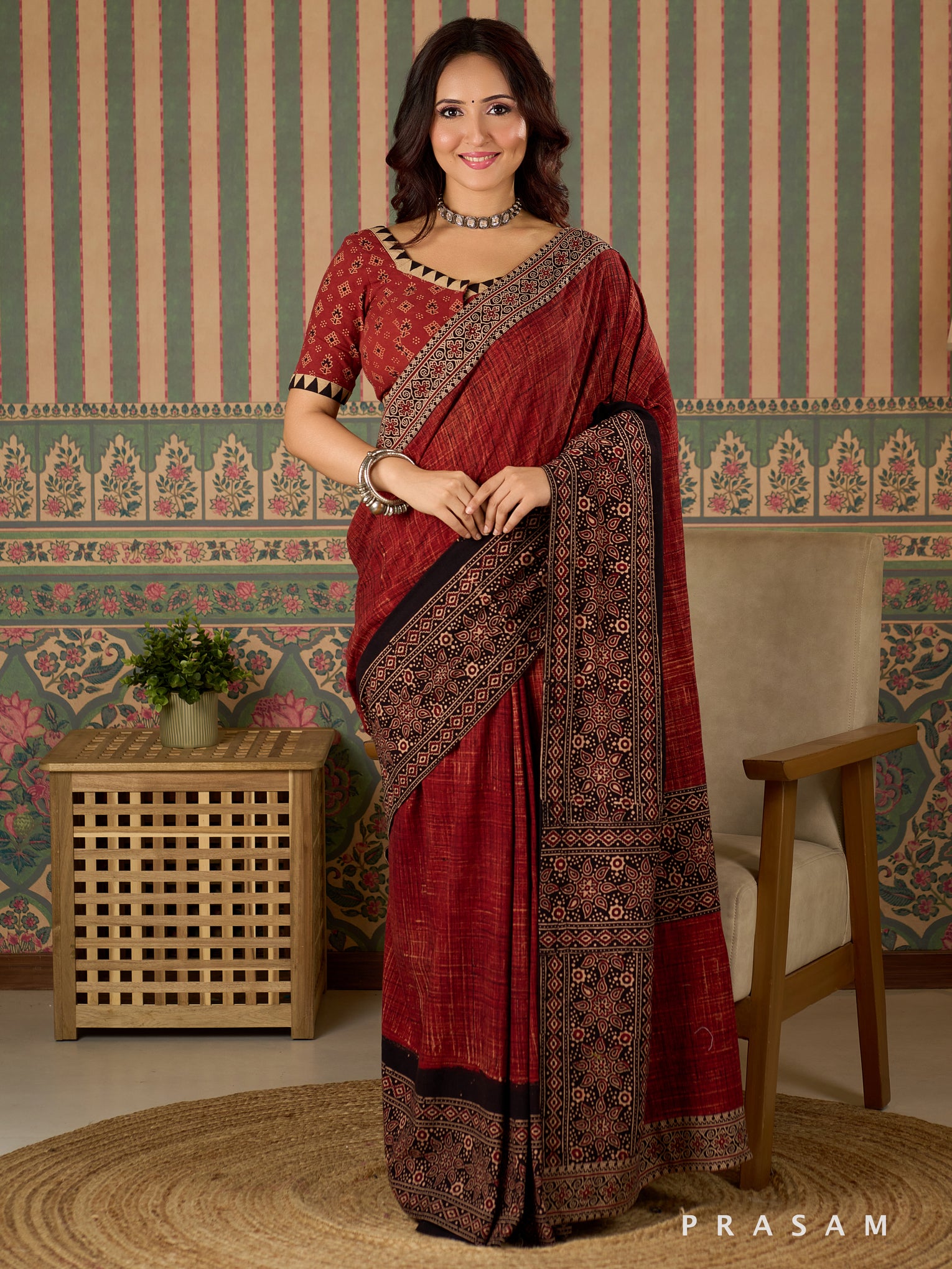 Ritika Handloom Inspired Ajrakh Saree