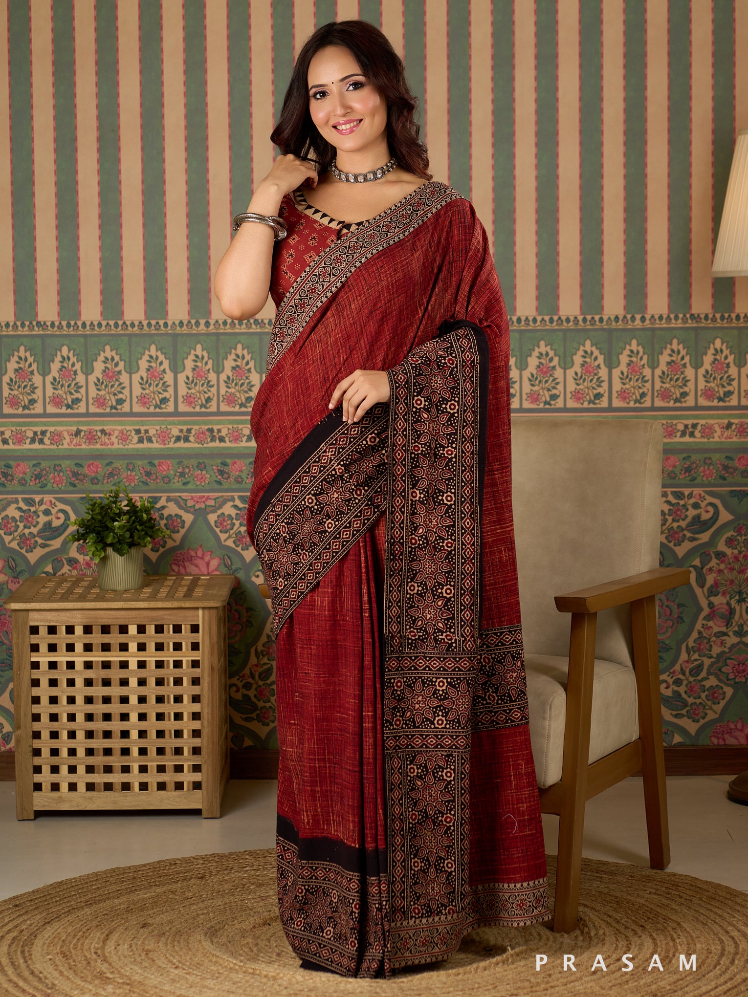Ritika Handloom Inspired Ajrakh Saree