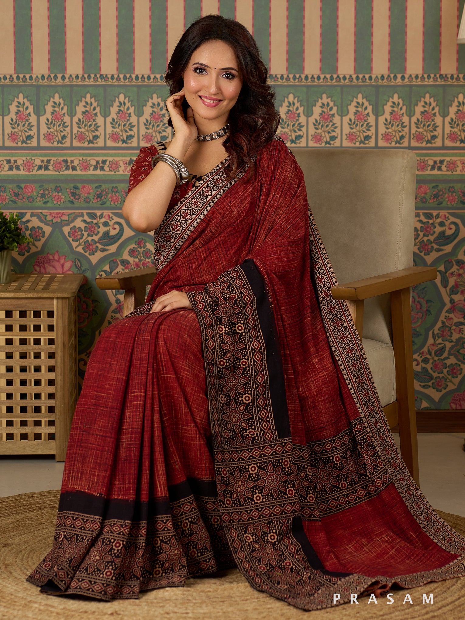 Ritika Handloom Inspired Ajrakh Saree