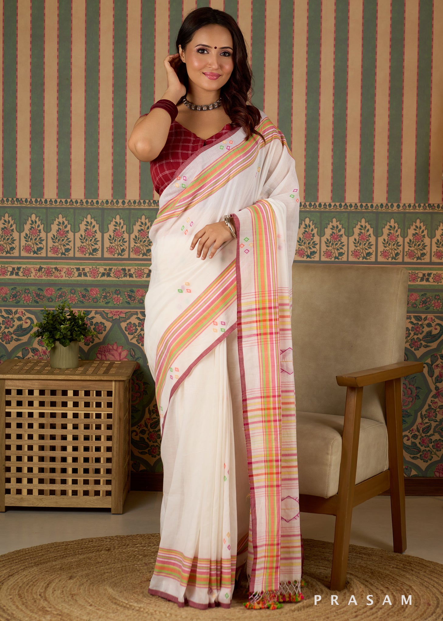 Thread Confetti Handwoven Cotton Saree