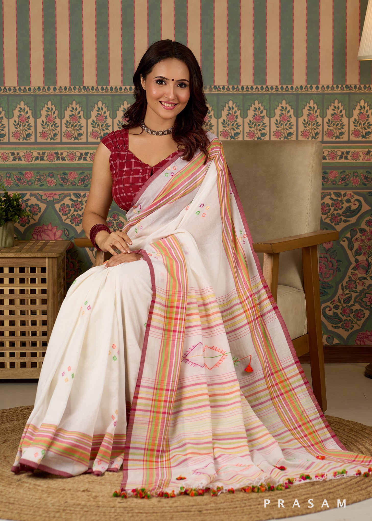 Thread Confetti Handwoven Cotton Saree