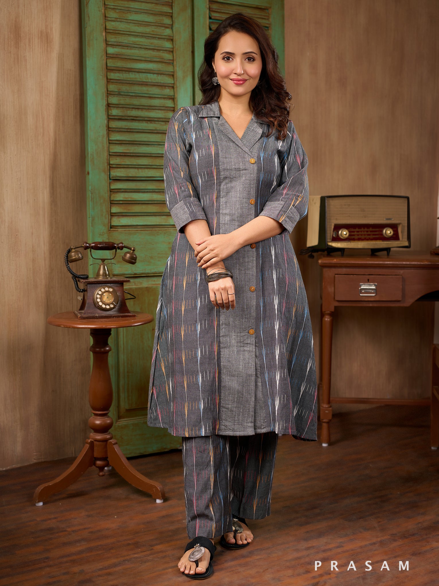 Skyline Weave Ikat Kurti Set
