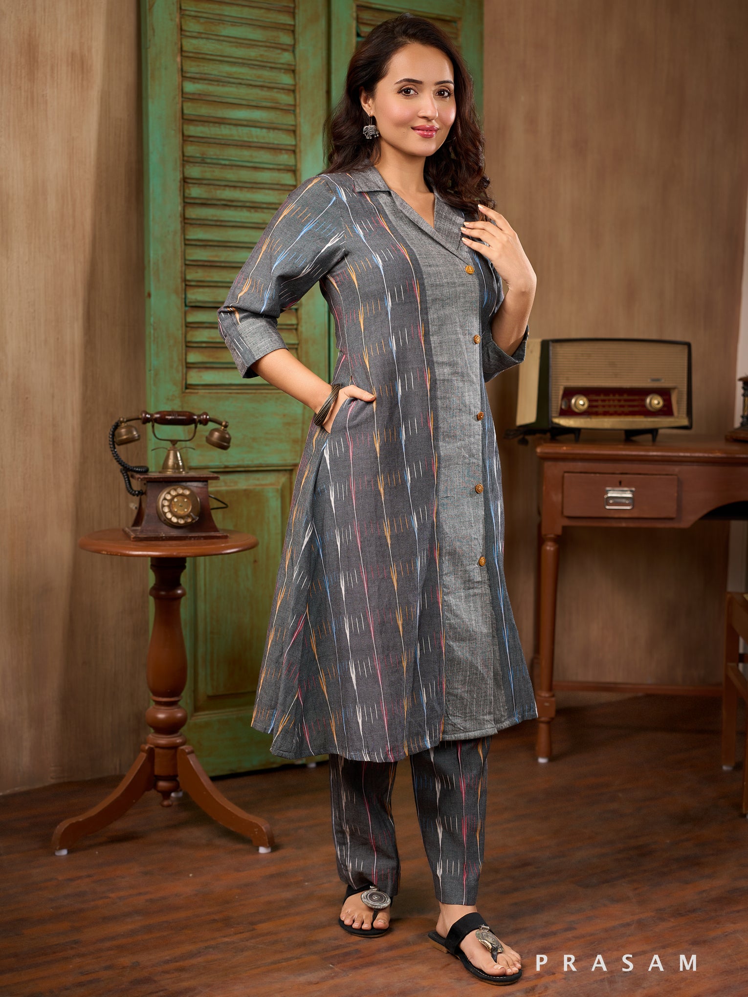 Skyline Weave Ikat Kurti Set