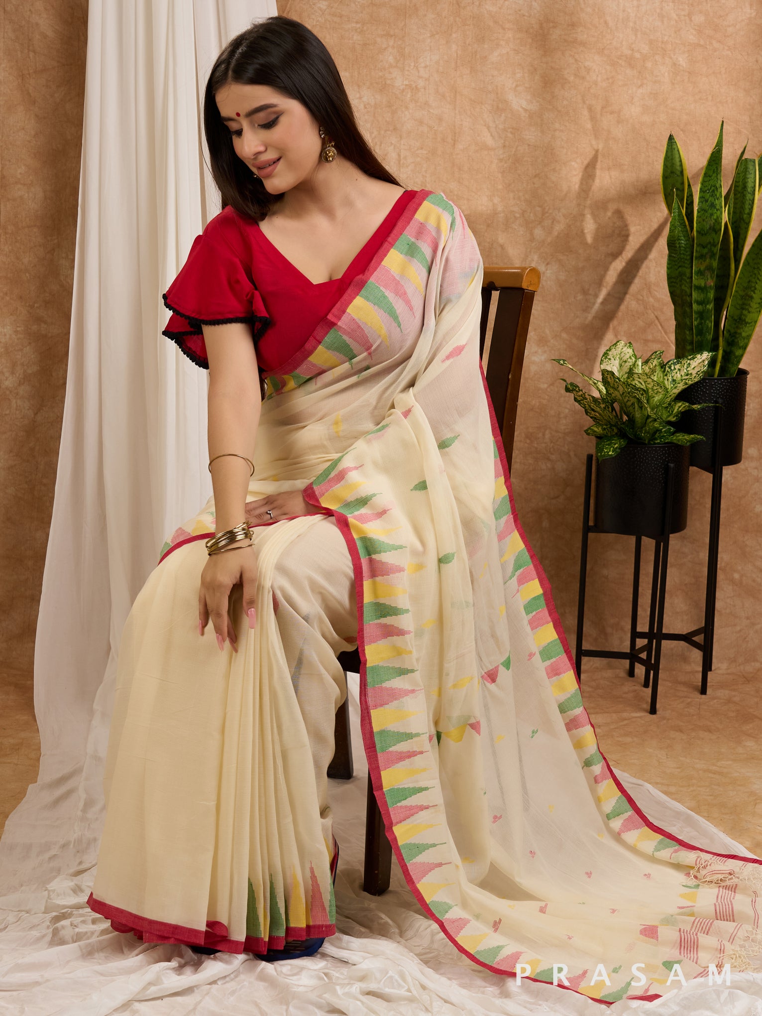 Chamak - Soft Mul Jamdani Saree