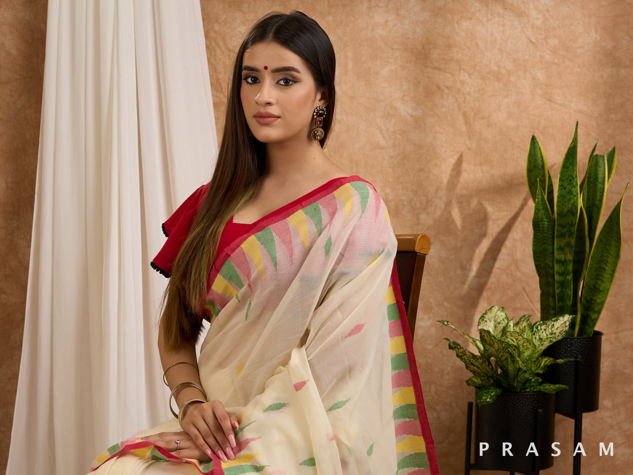 Chamak - Soft Mul Jamdani Saree