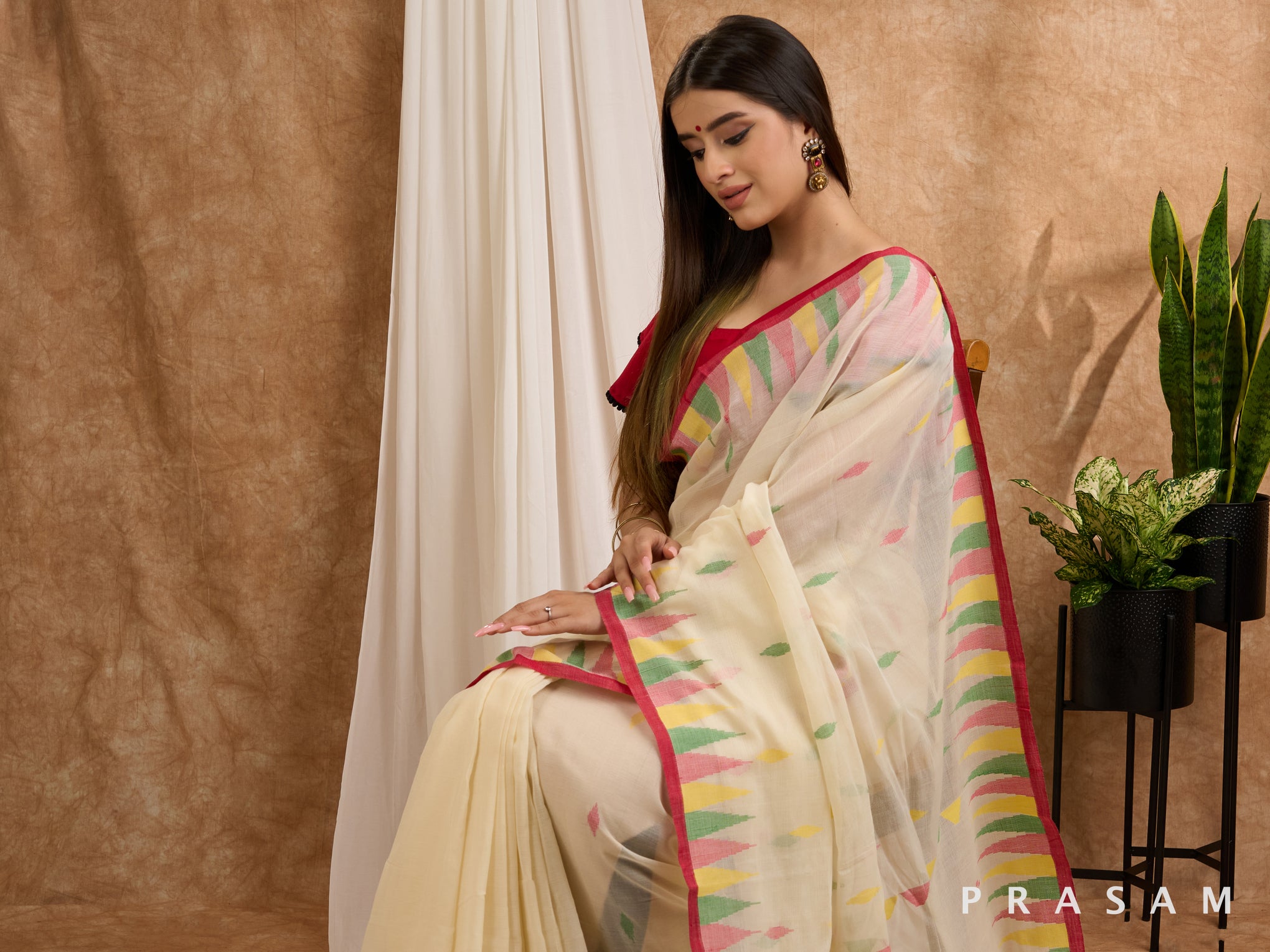 Chamak - Soft Mul Jamdani Saree