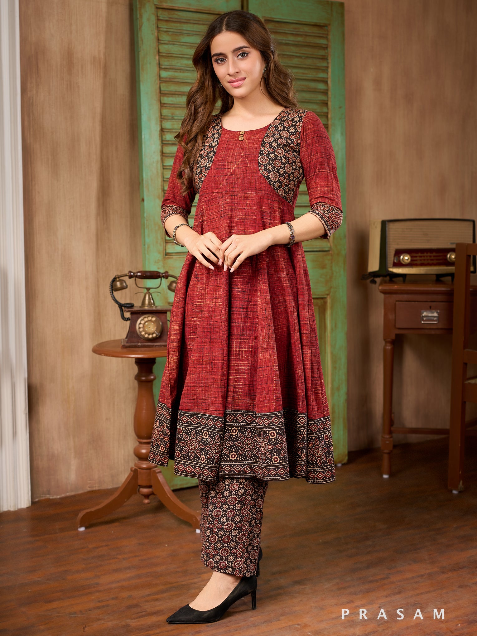 Cinder Essence Ajrakh Kurta Set