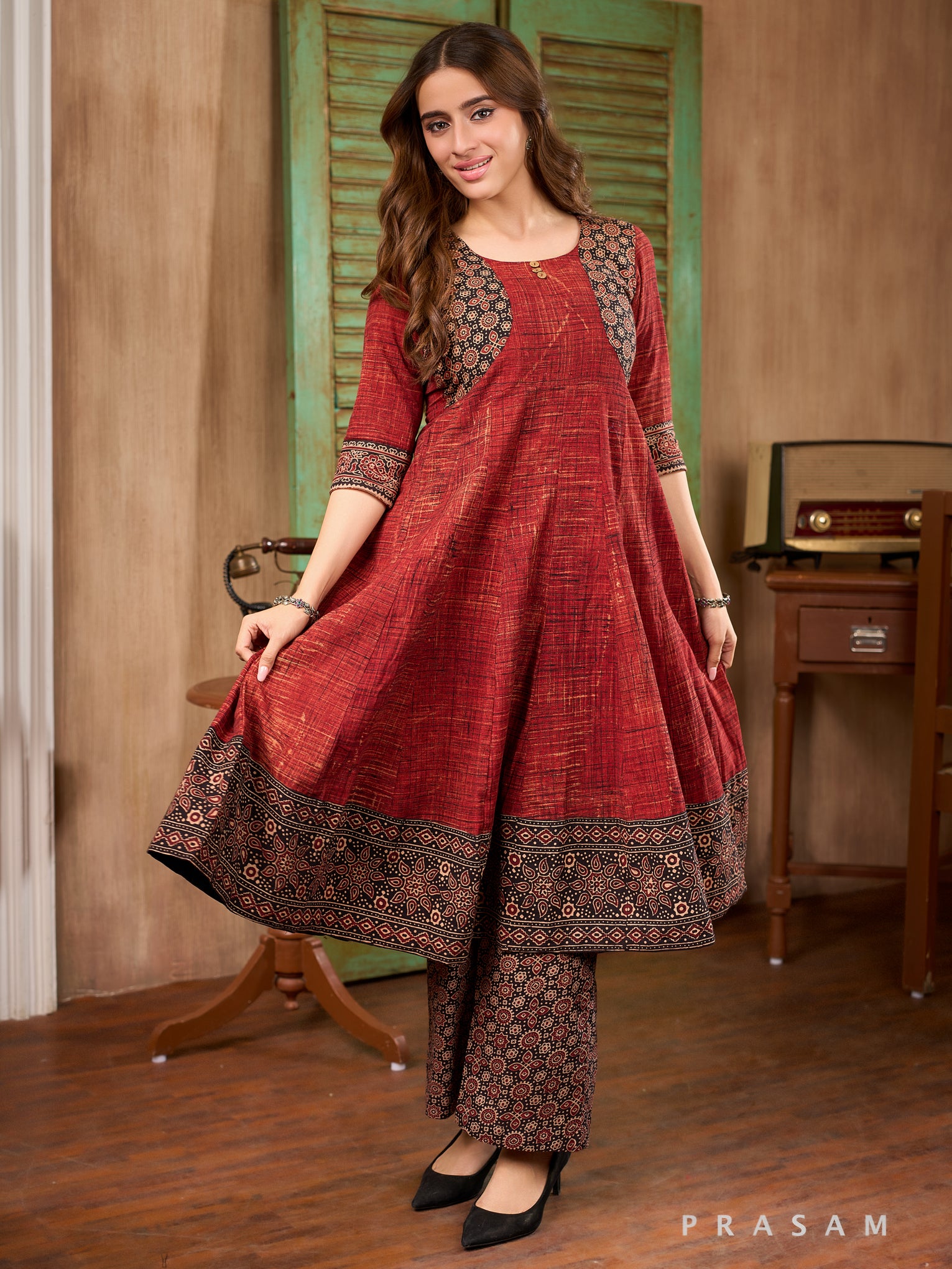 Cinder Essence Ajrakh Kurta Set