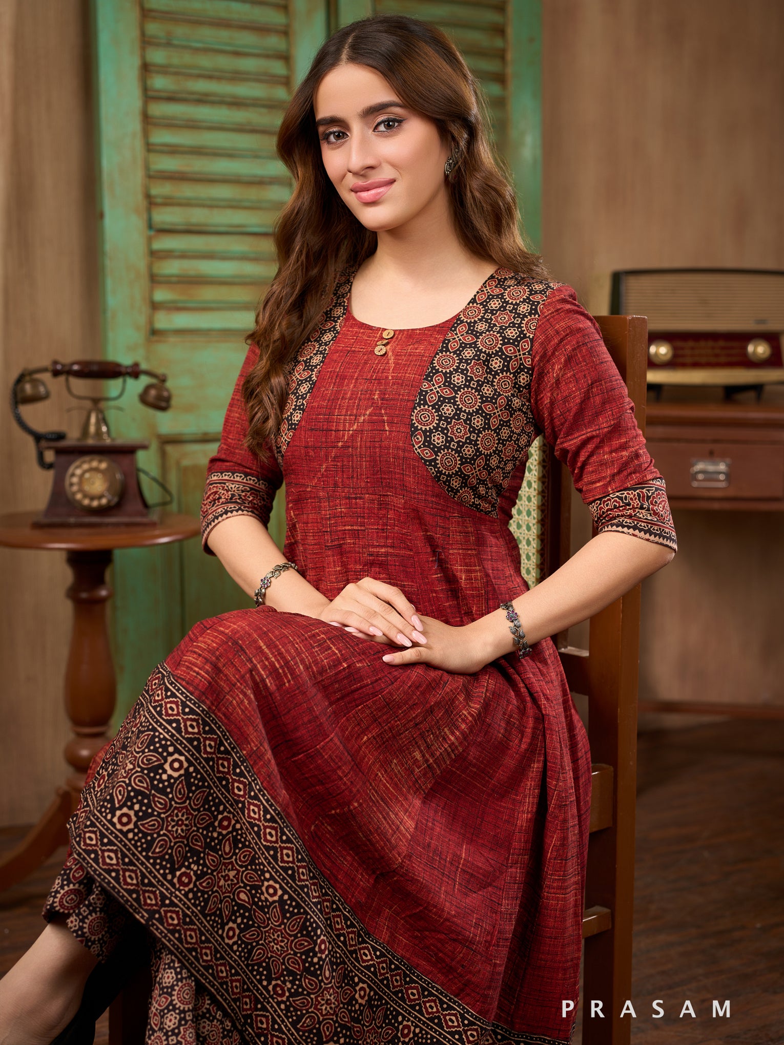 Cinder Essence Ajrakh Kurta Set
