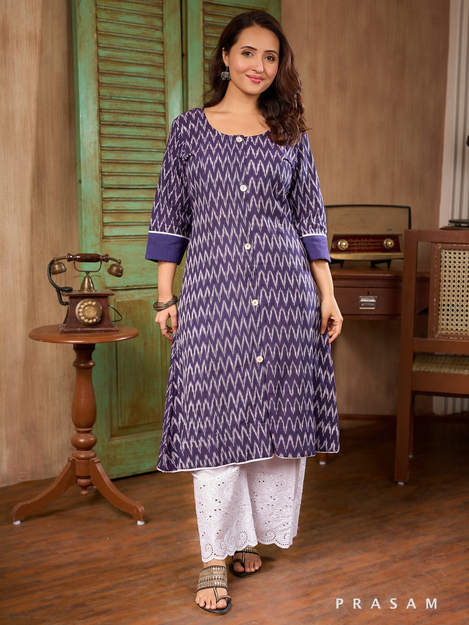 Amethyst Aura Ikat Kurti
