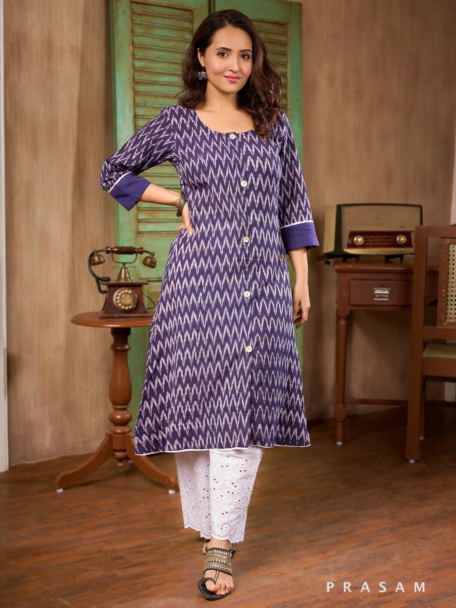 Amethyst Aura Ikat Kurti