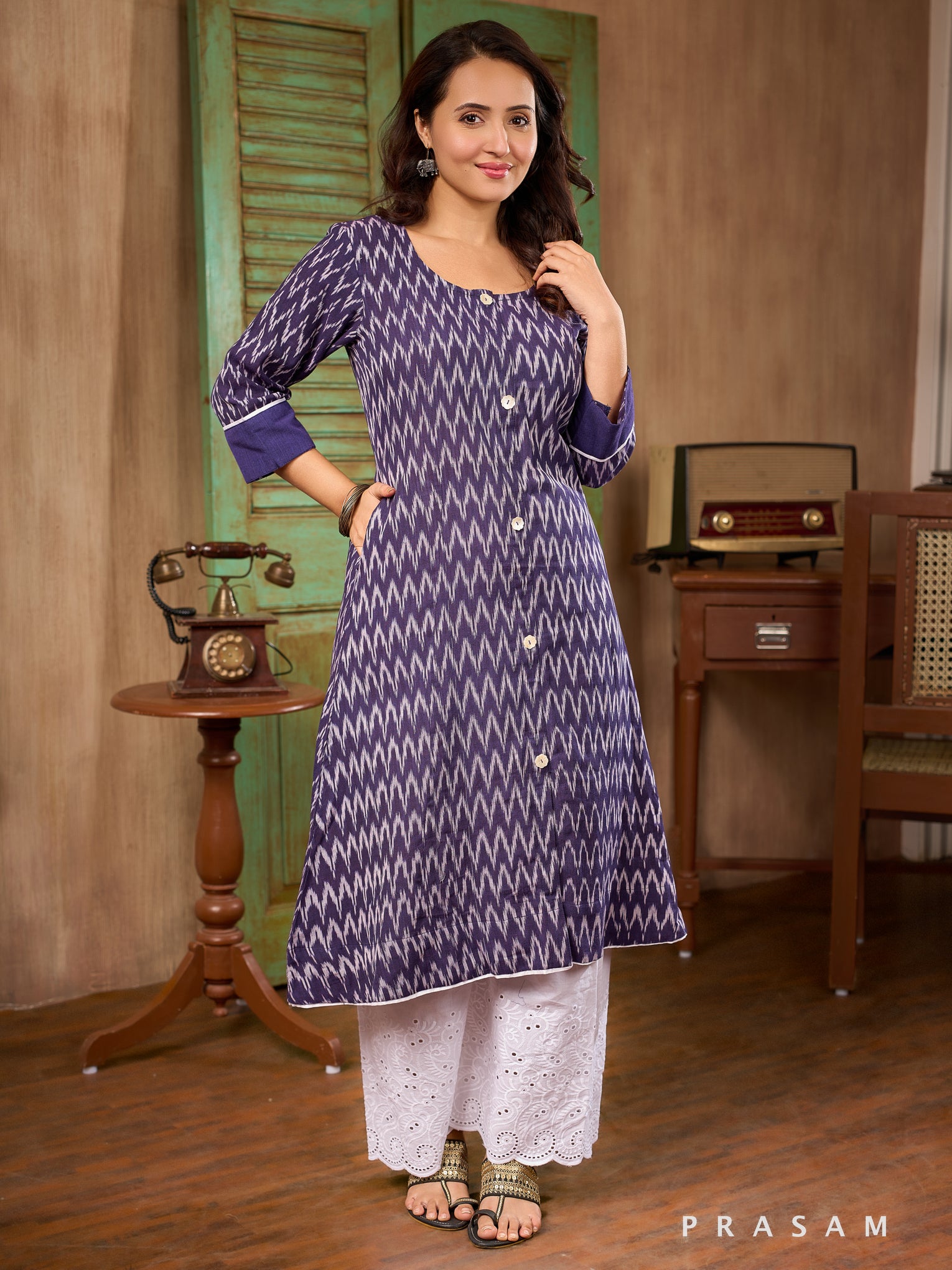 Amethyst Aura Ikat Kurti
