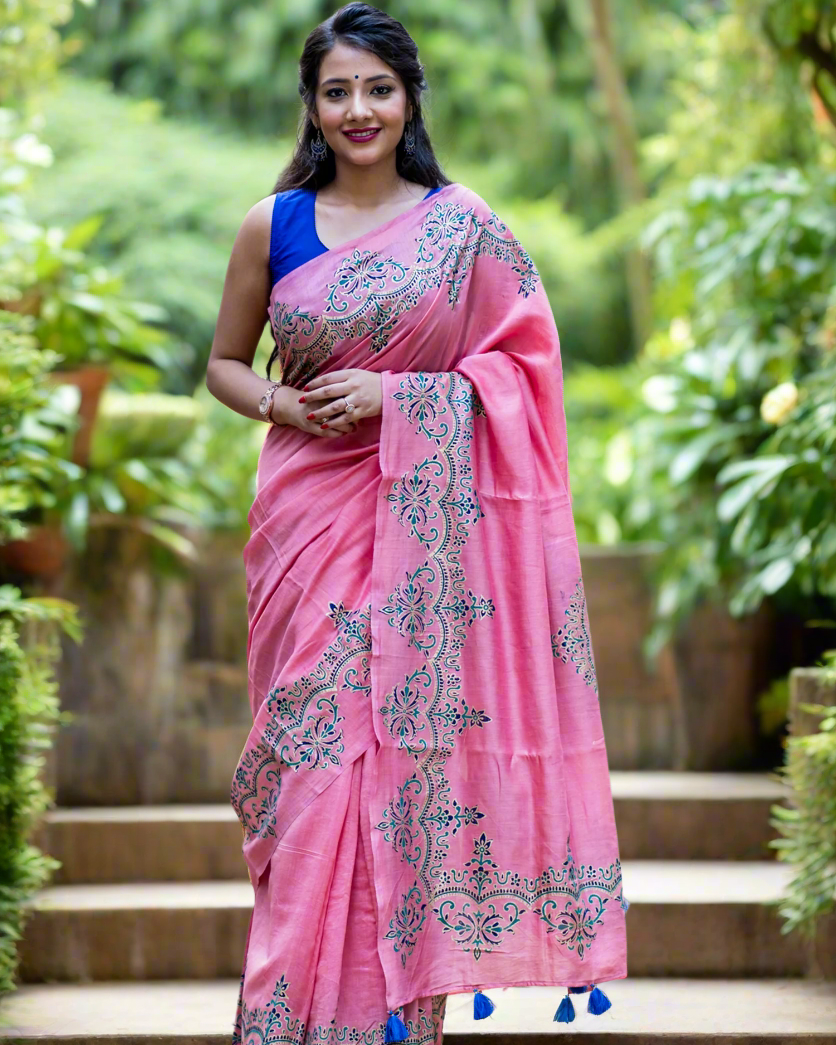 Pastel Decor- Chanderi Block Print Saree
