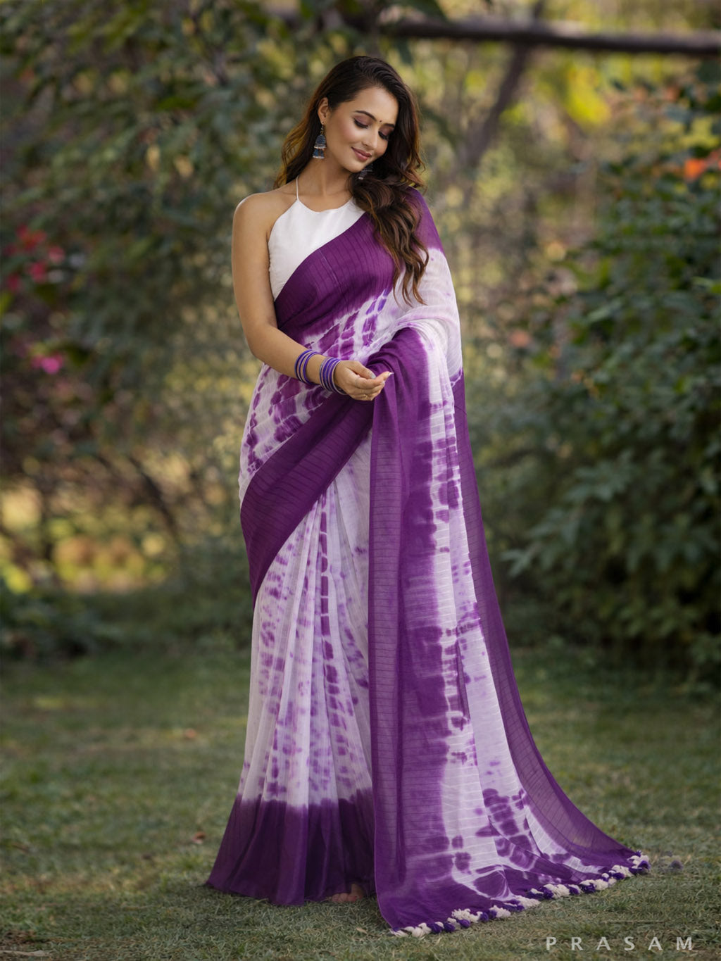 Amethyst Aura Shibori Handcrafted Saree