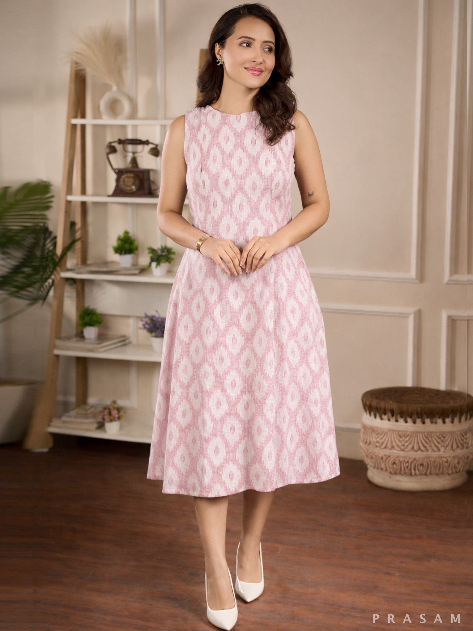Blush Pink Ikat Dress
